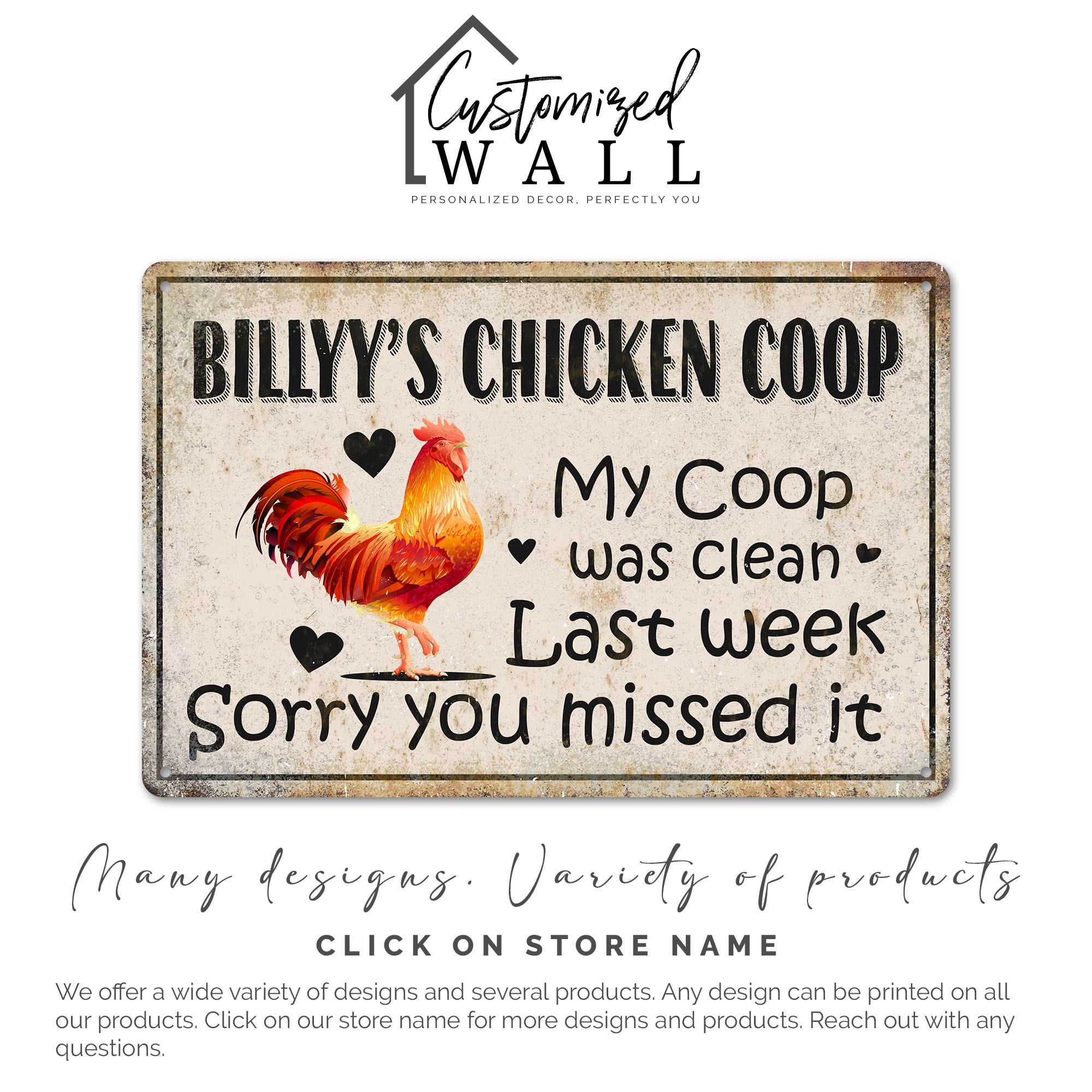 Personalized Rustic Metal Chicken Coop Sign - Humorous Farmhouse Decor for Chicken Lovers - Image 4