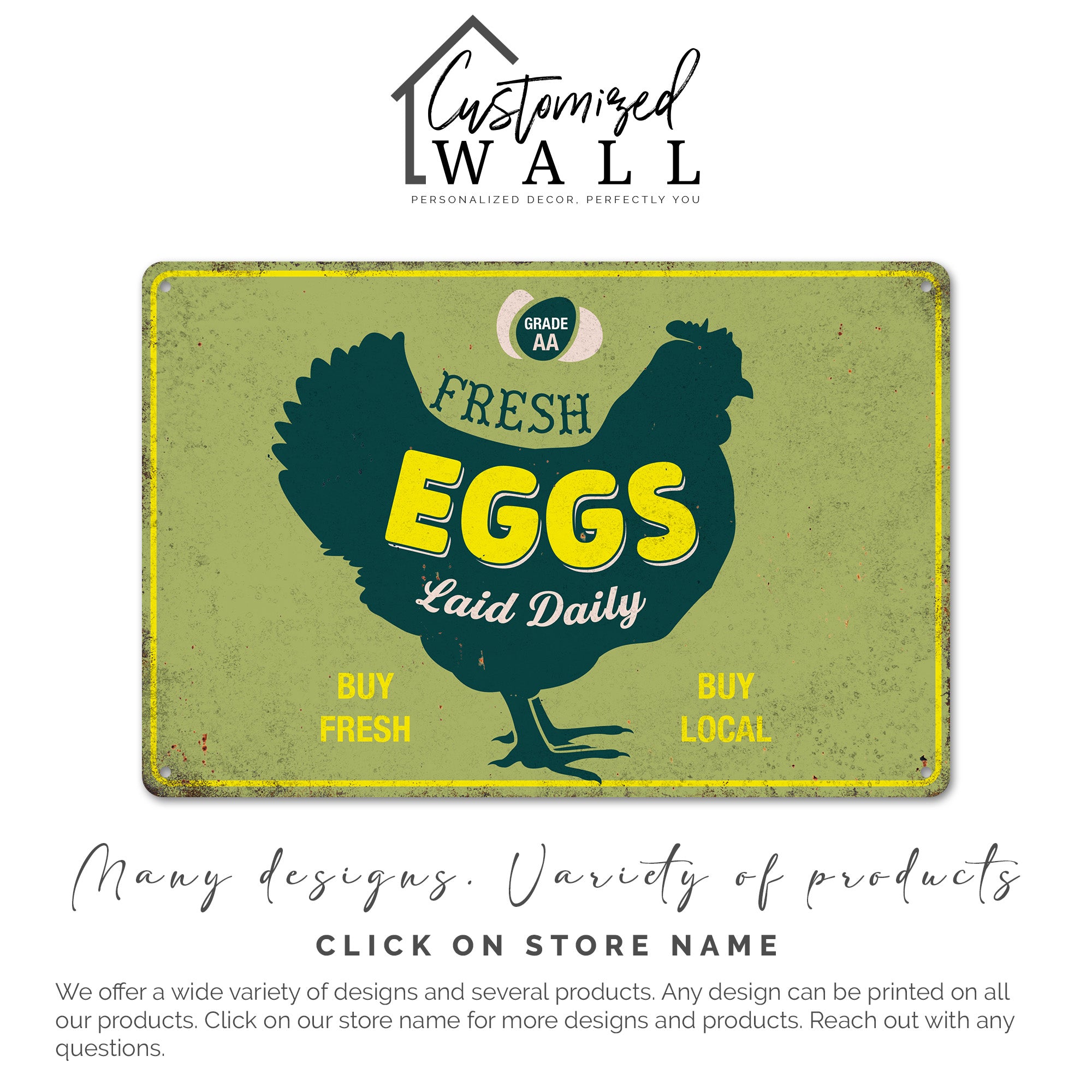 Personalized Fresh Eggs Metal Sign - Rustic Farmhouse Decor with Custom Options for Animal Lovers and Home Cooks - Image 4