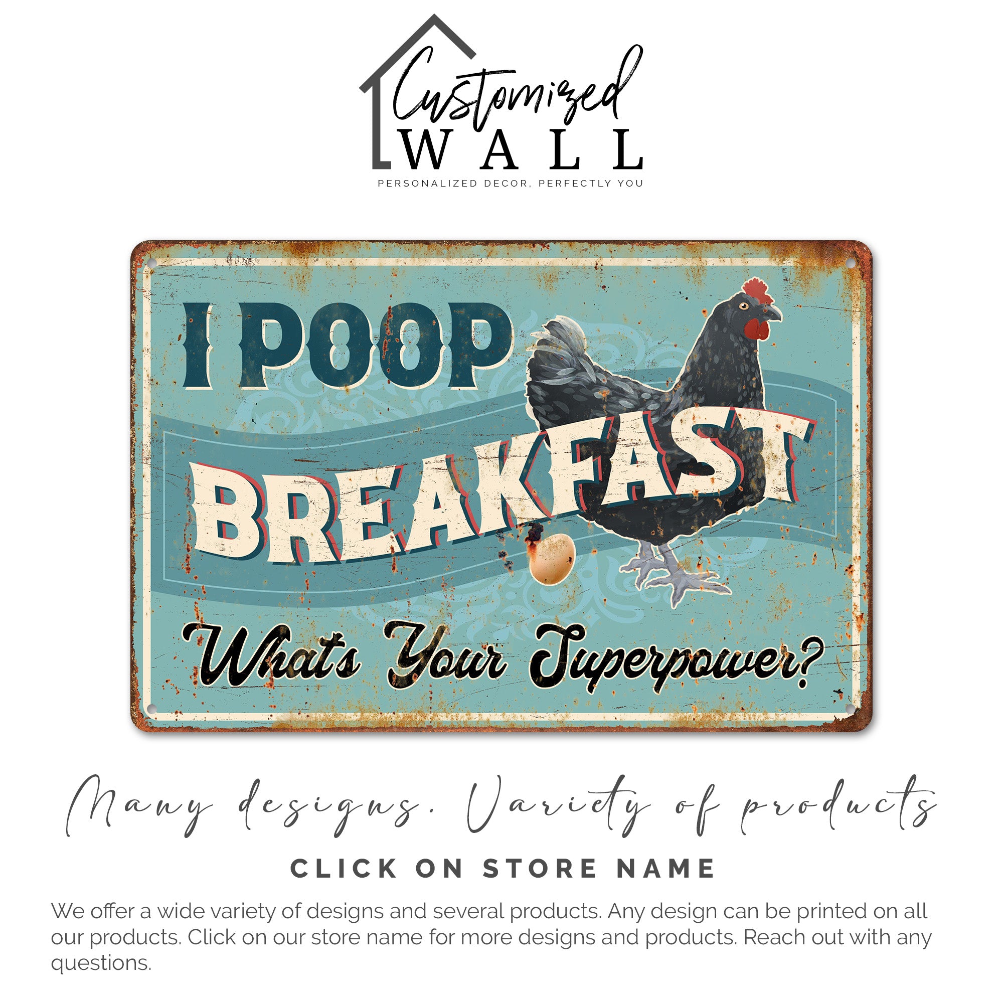 Personalized Rustic Chicken Metal Sign – Custom Kitchen Décor Perfect for Farmhouse Lovers and Unique Gift Giving - Image 6