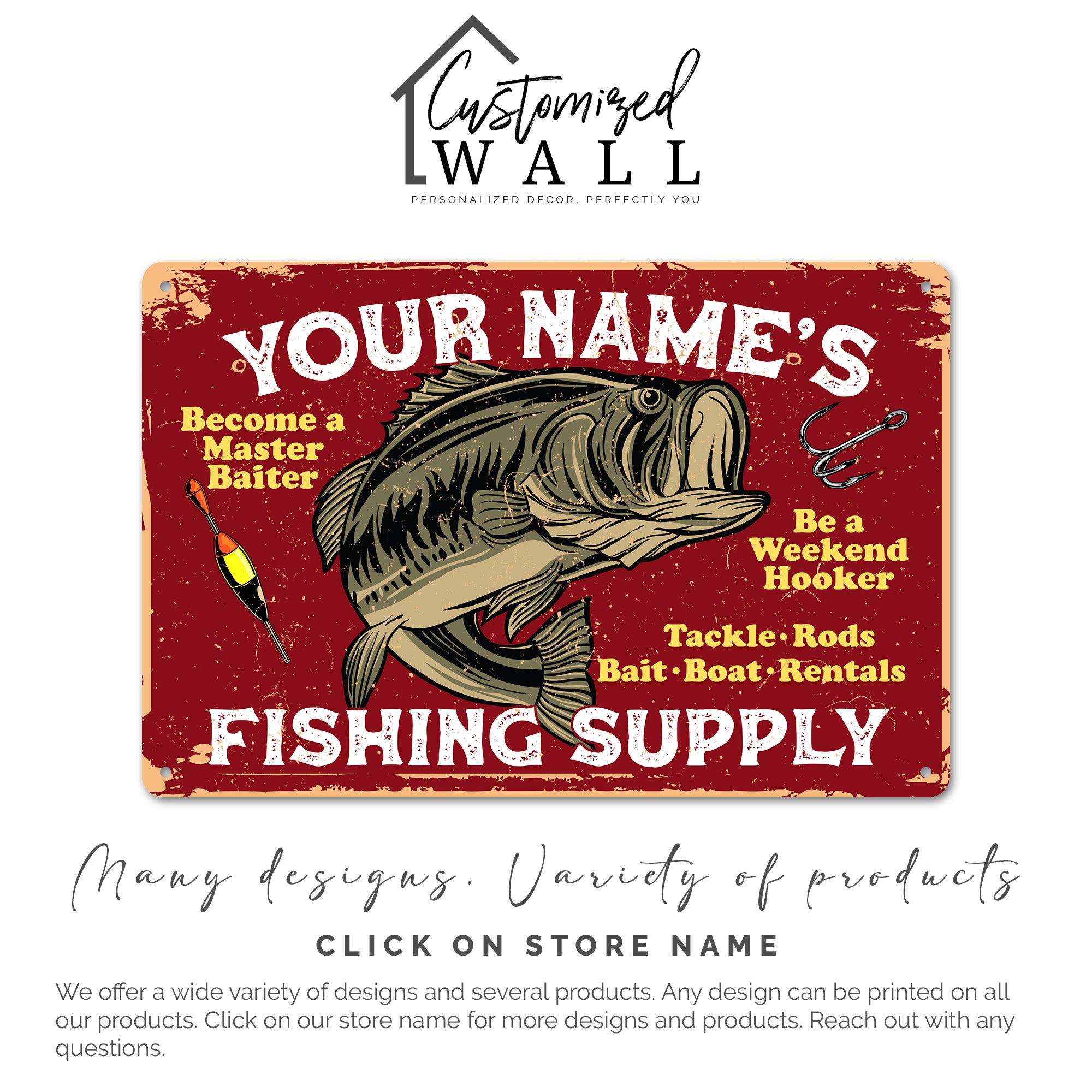 Personalizable Fishing Supply Metal Sign - Custom Handmade Decor for Fishing Enthusiasts and Unique Gifts - Image 4