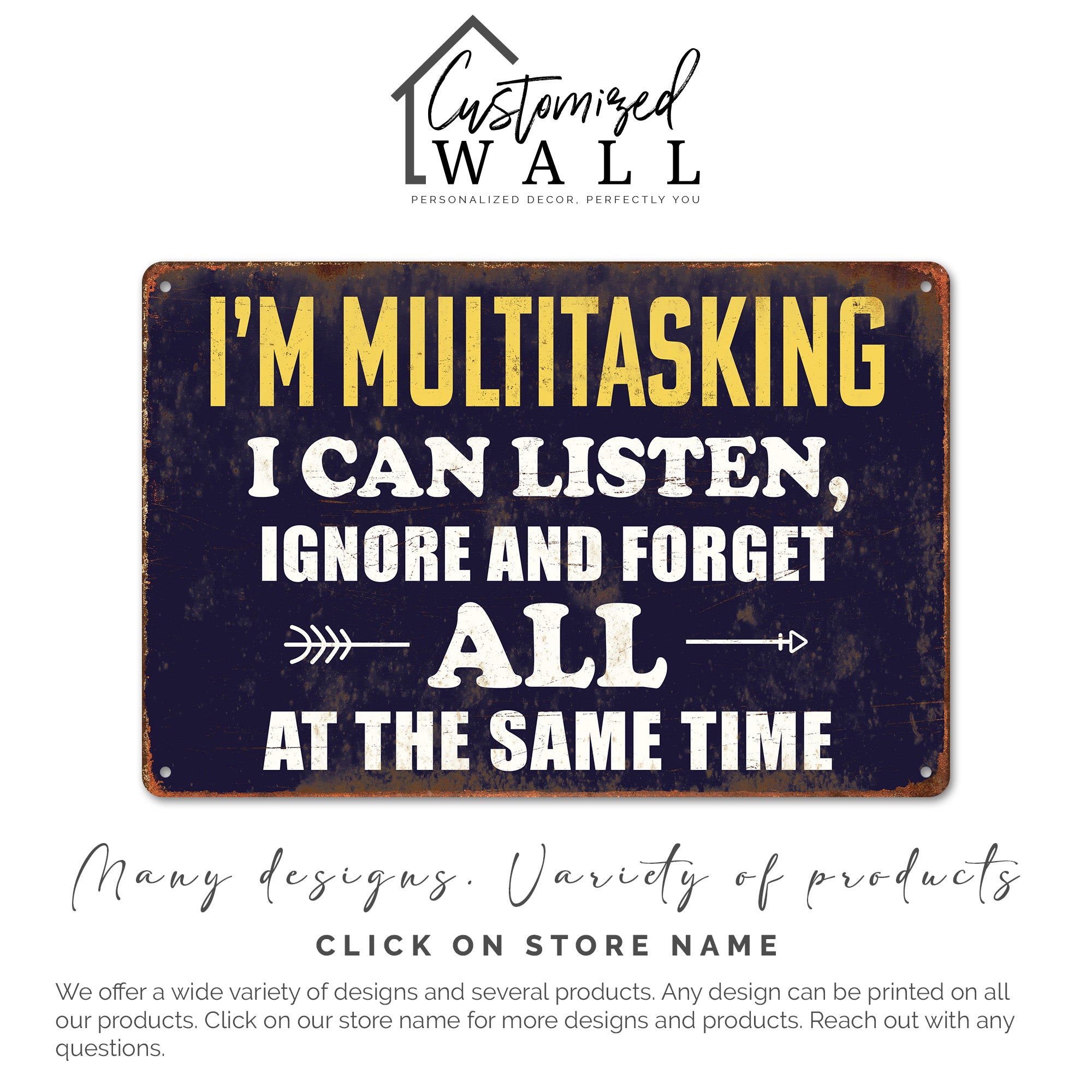 Personalized "I'm Multitasking" Metal Sign - Humorous Rustic Decor for Home or Office Gift - Image 6