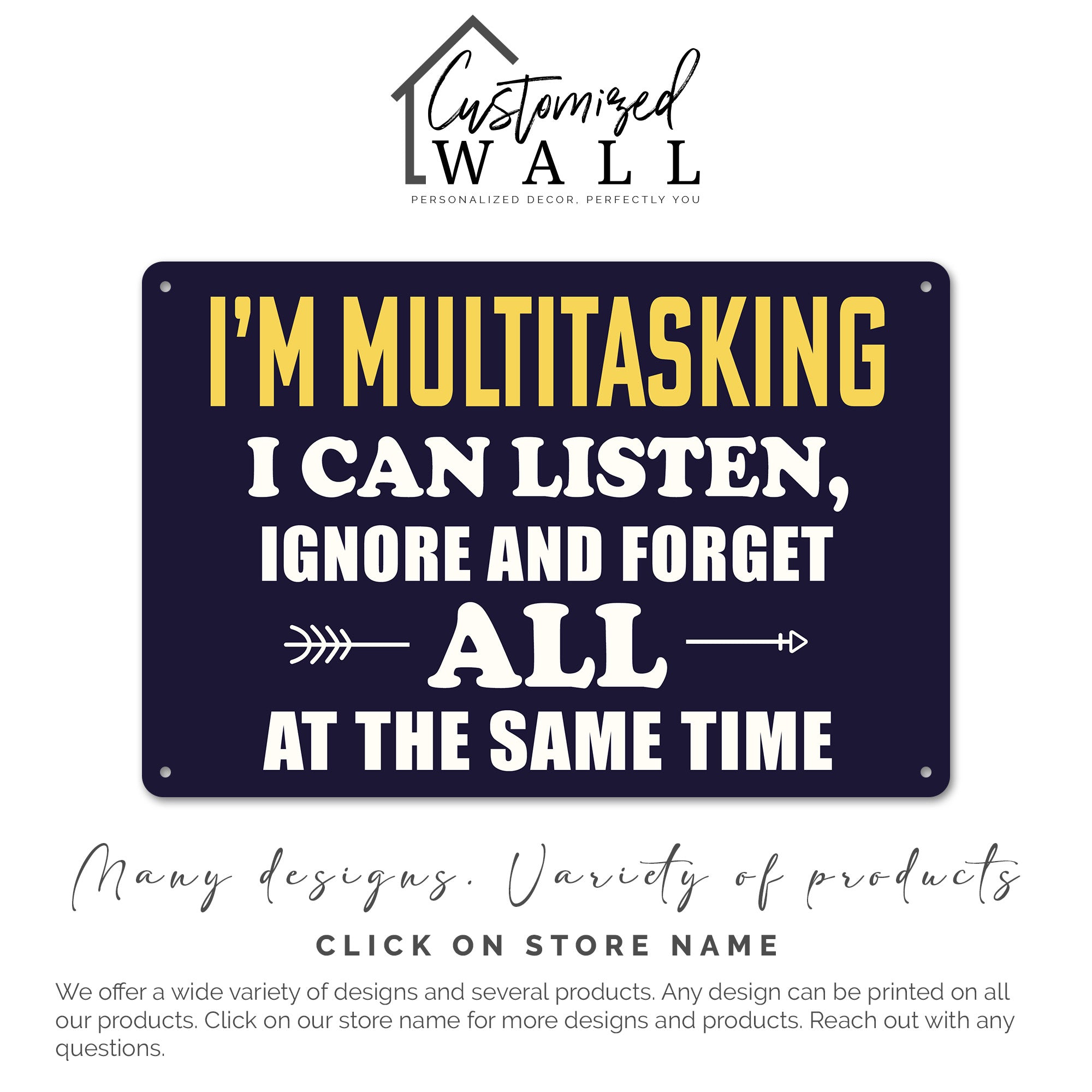 Personalized "I'm Multitasking" Metal Sign - Humorous Rustic Decor for Home or Office Gift - Image 7