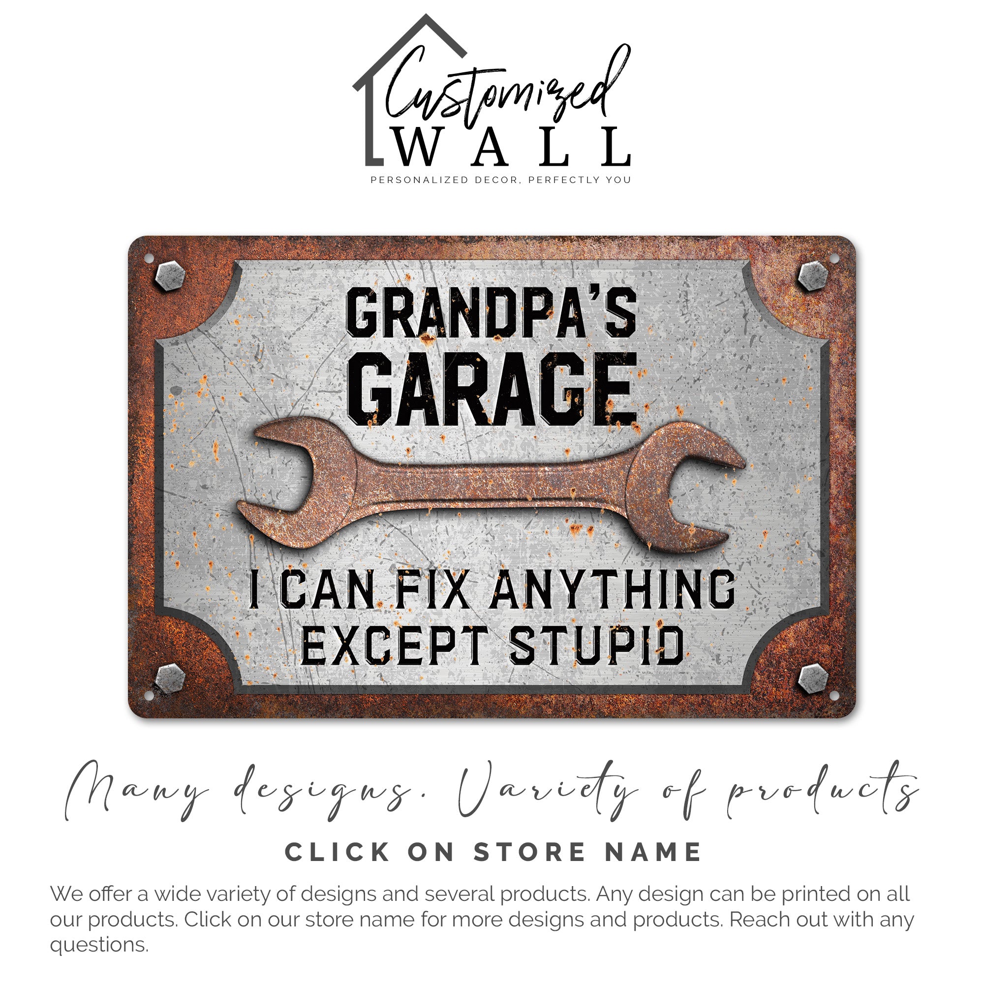 Personalized Grandpa's Garage Metal Sign - Humorous Handmade Gift for Dad or Grandpa's Workshop - Image 6
