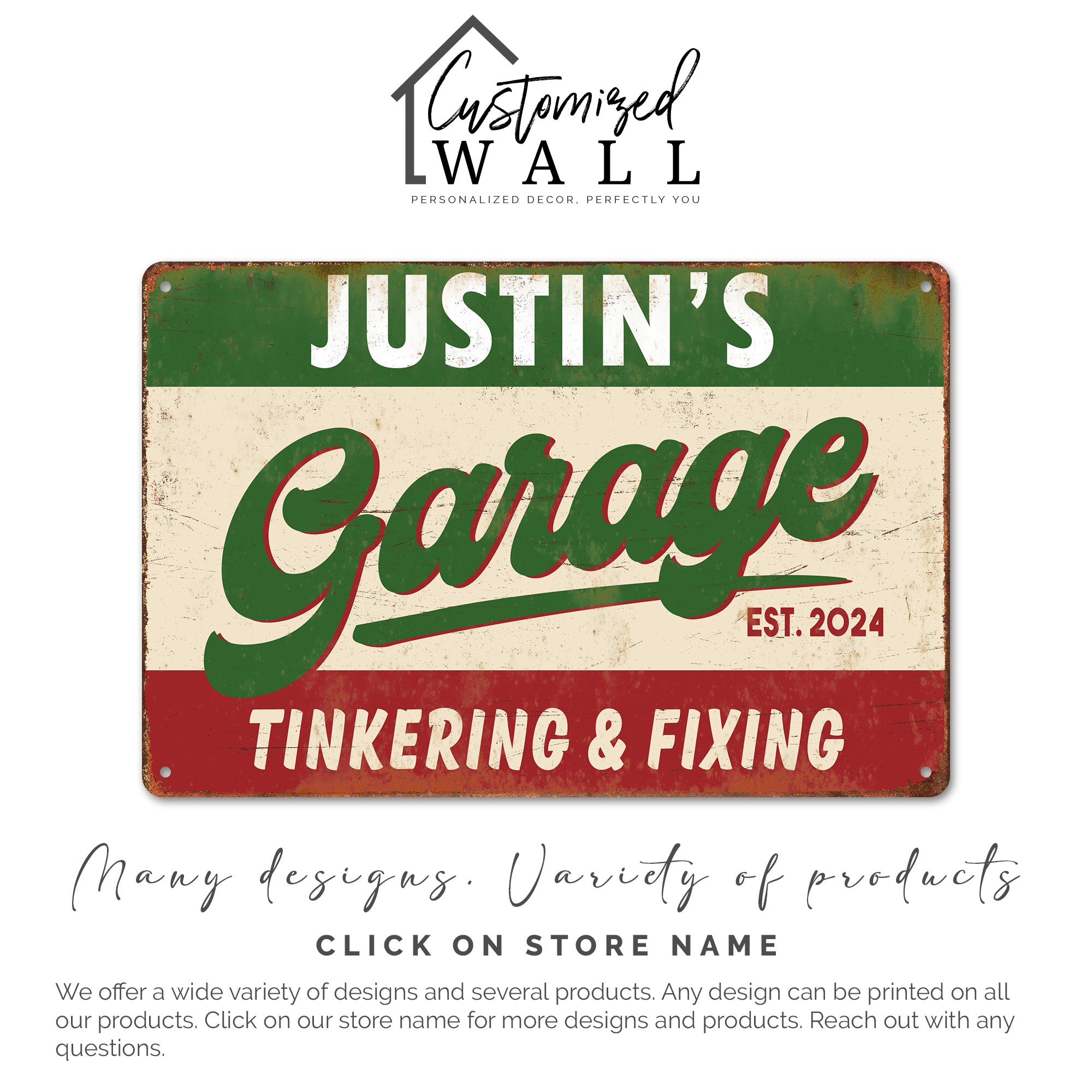 Personalized Metal Garage Sign - Rustic Custom Name Plate for Tinkering & Fixing Lovers, Perfect Gift for DIY Enthusiasts - Image 6