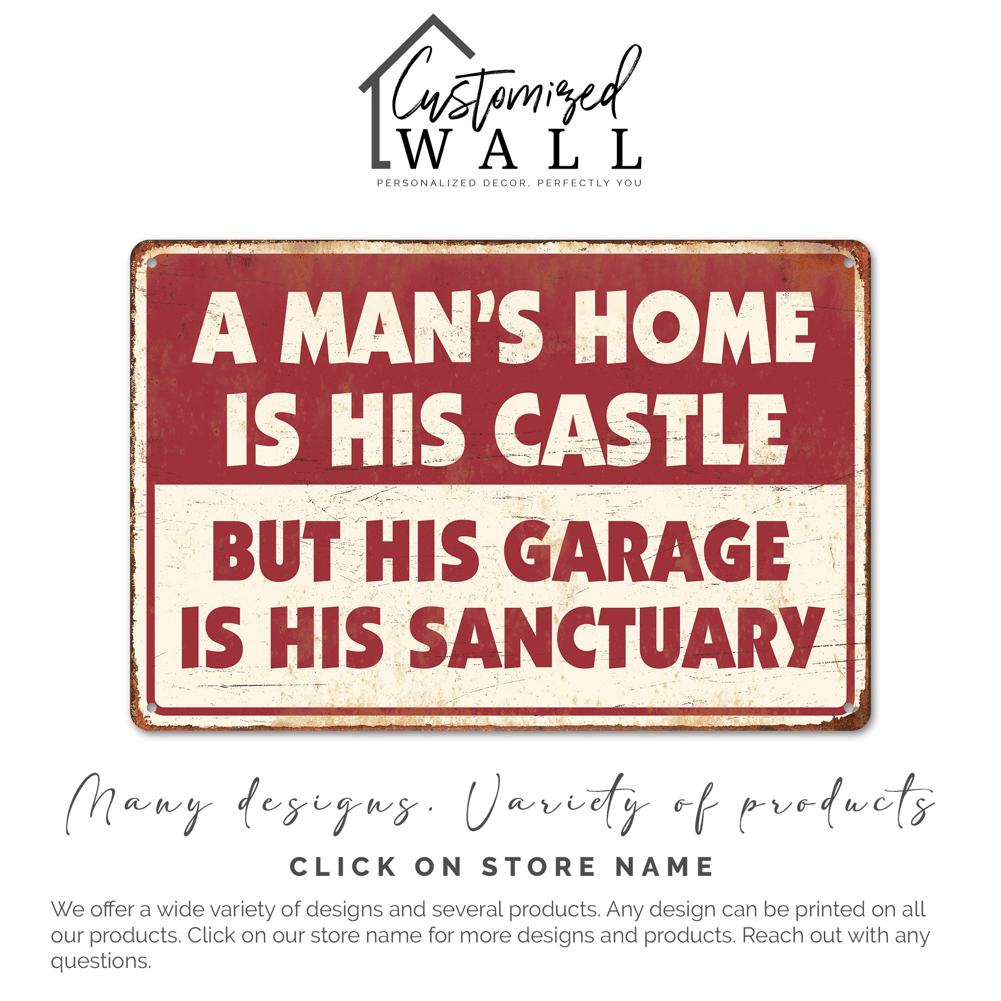 Personalized Rustic Metal Garage Sign - Man's Home Castle Sanctuary - Customizable Handcrafted Gift for Him - Image 6