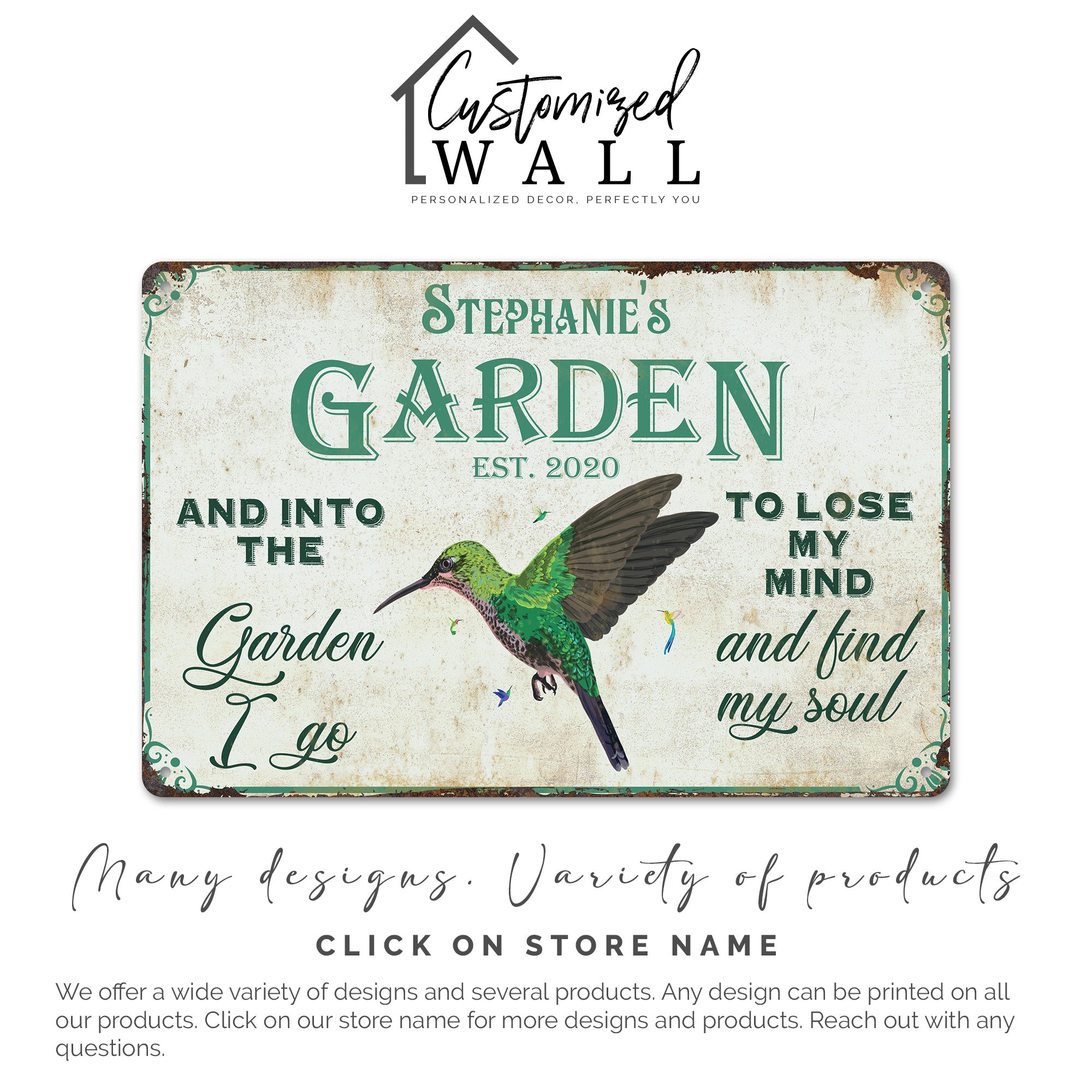Personalized "Garden of Serenity" Metal Sign with Hummingbird Design – Perfect Custom Gift for Nature Lovers and Gardeners - Image 4