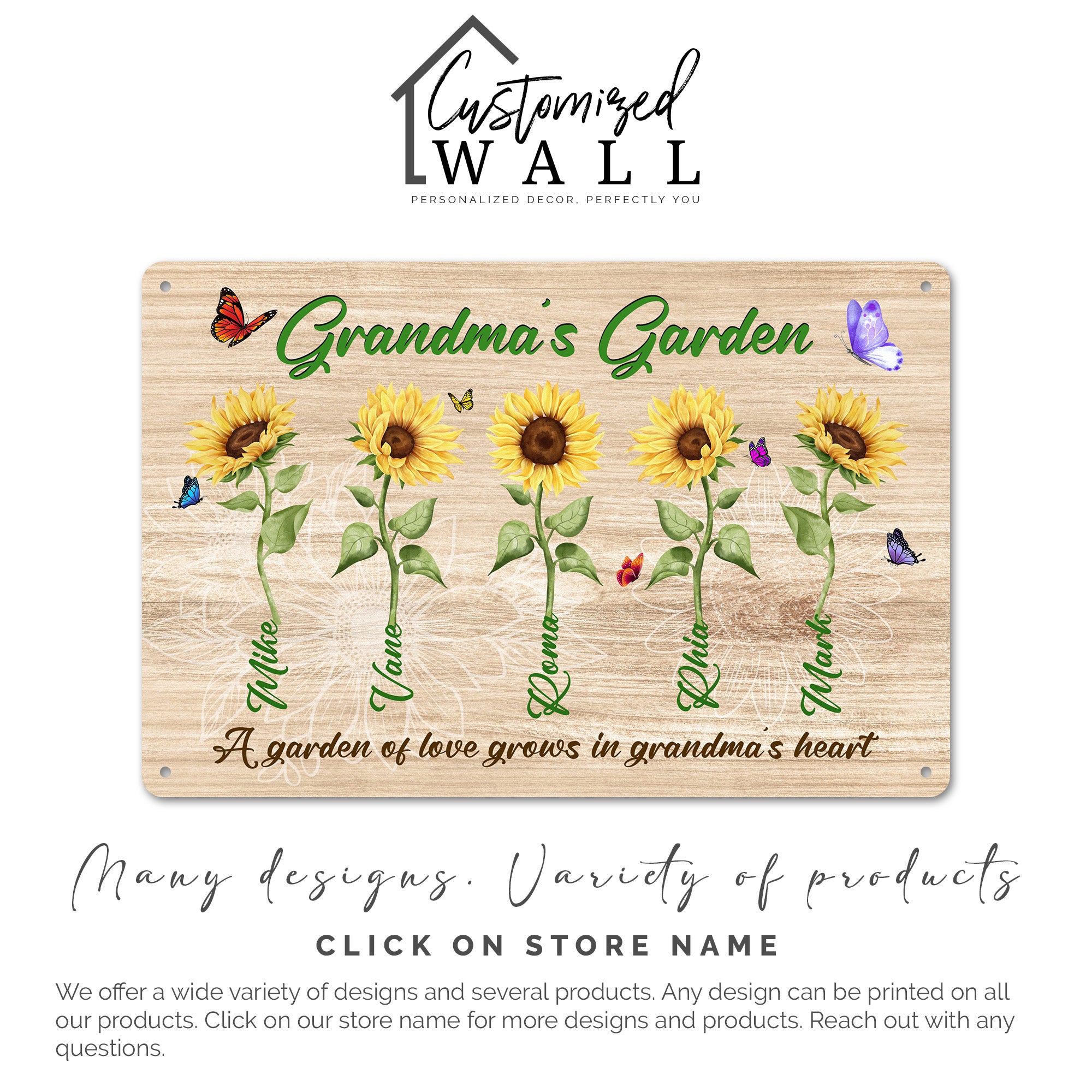 Personalized Grandma’s Garden Metal Sign - Custom Sunflowers Wall Art for Grandma's Gift - Durable, Handcrafted Décor - Image 7