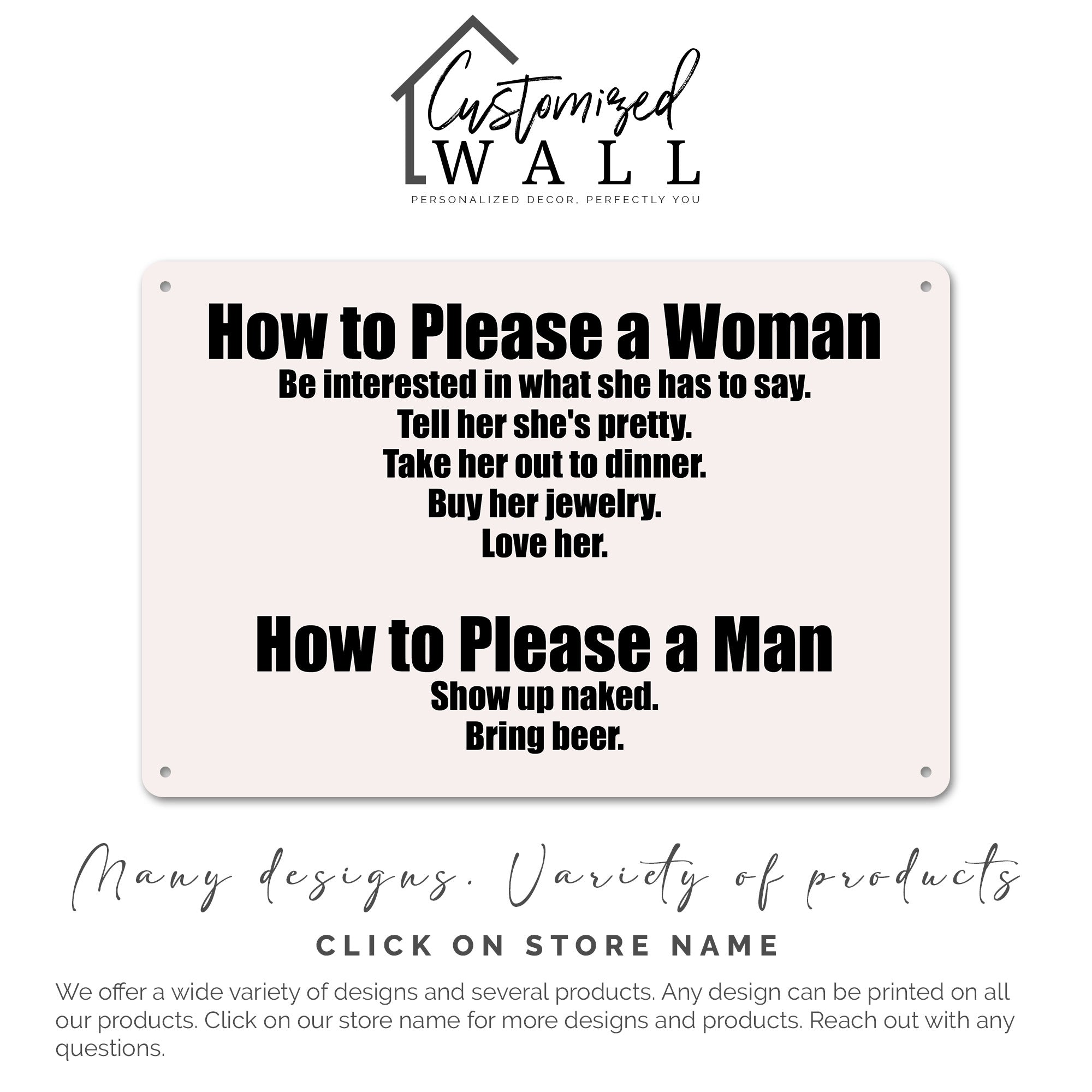Personalized Rustic Metal Sign - How to Please a Woman & Man - Humorous Art for Home, Bar, or Man Cave - Image 7