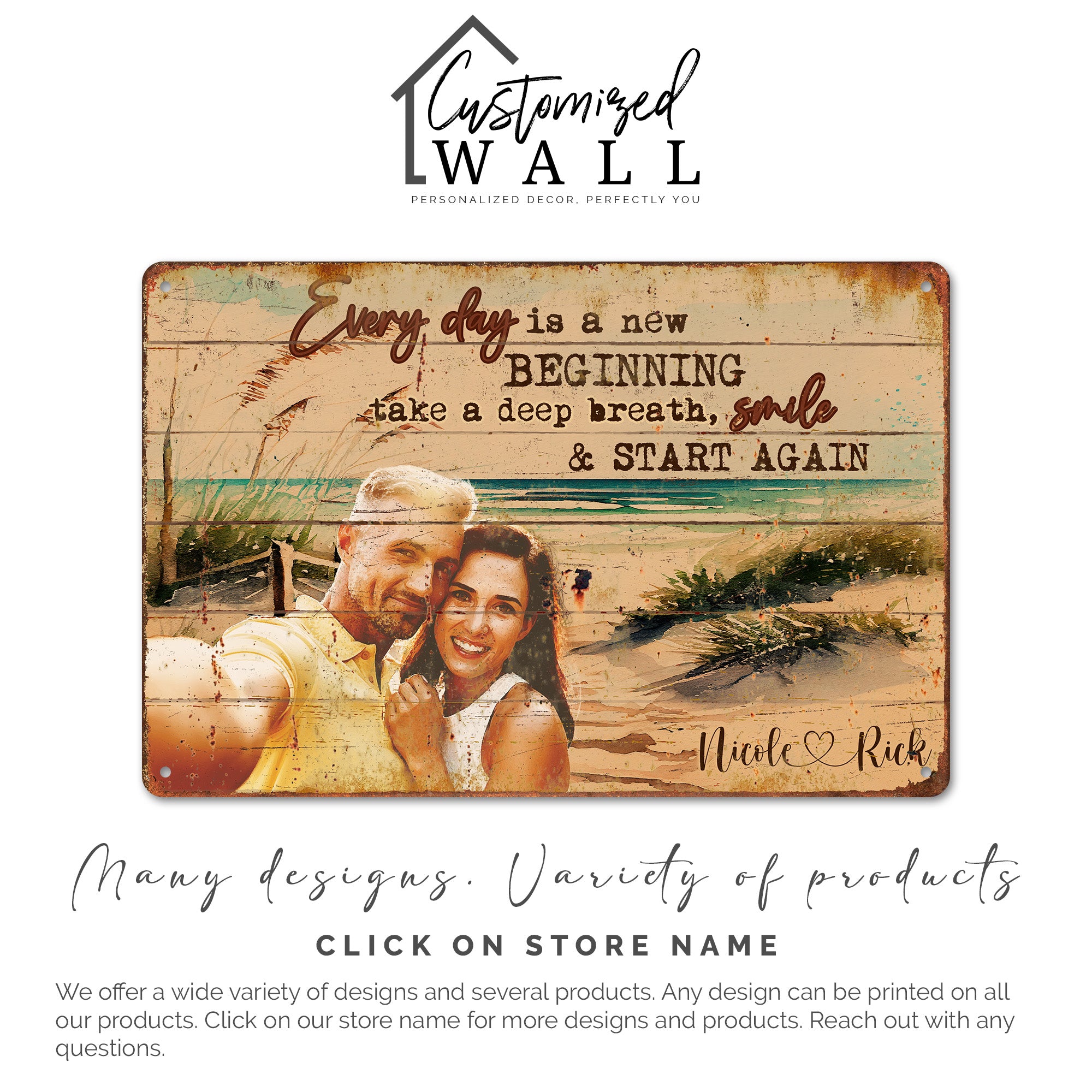 Personalized Rustic Metal Sign - New Beginnings Design with Custom Names - Perfect Gift for Couples, Anniversaries, Home Decor - Image 6