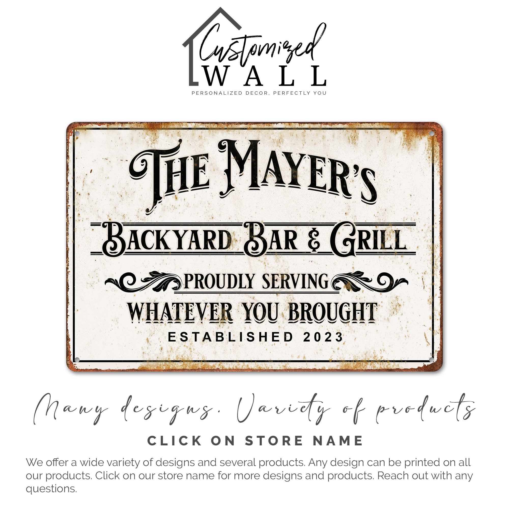 Personalized Backyard Bar & Grill Metal Sign - Custom Name Tin Plaque for Outdoor Decor and Unique Gift - Image 6