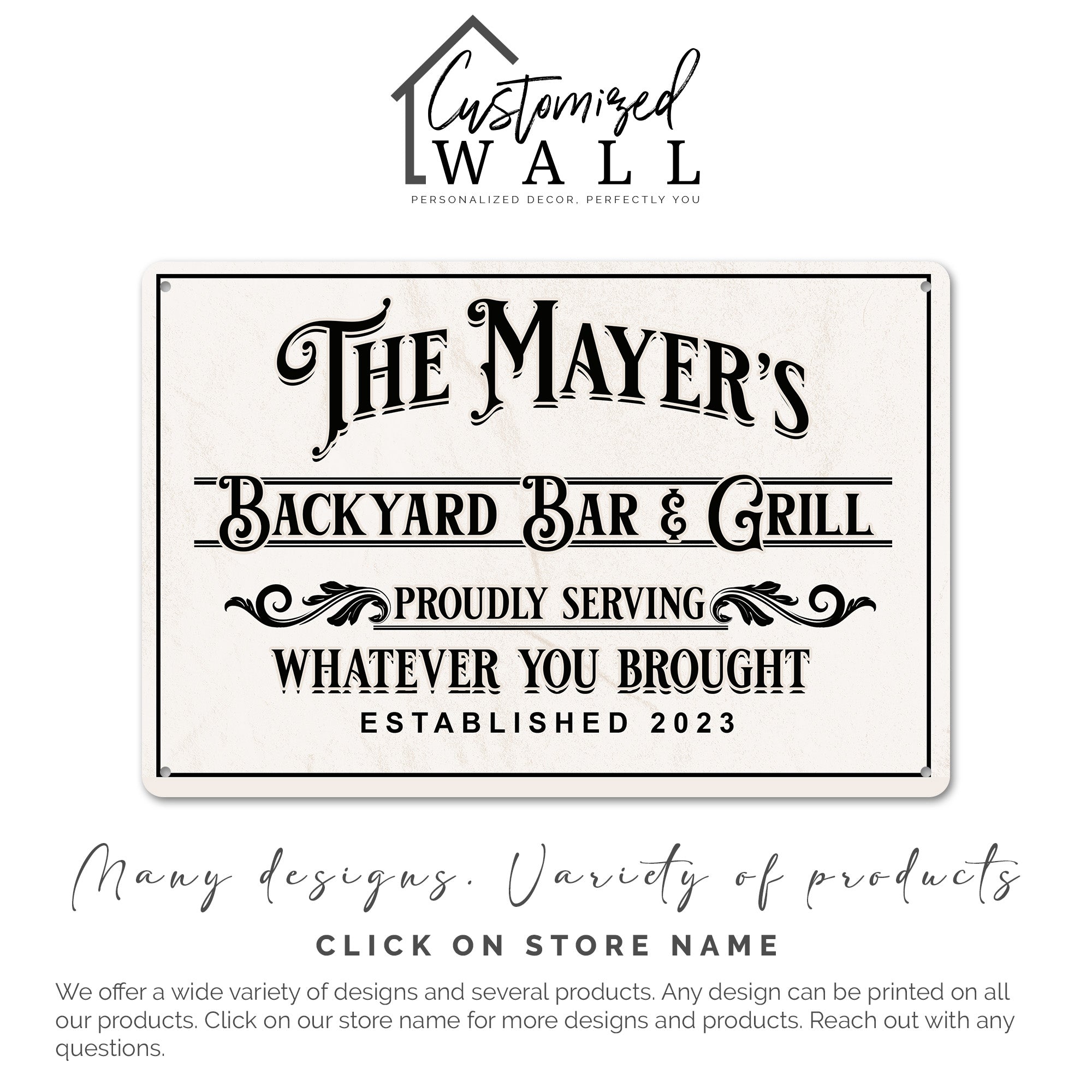 Personalized Backyard Bar & Grill Metal Sign - Custom Name Tin Plaque for Outdoor Decor and Unique Gift - Image 7