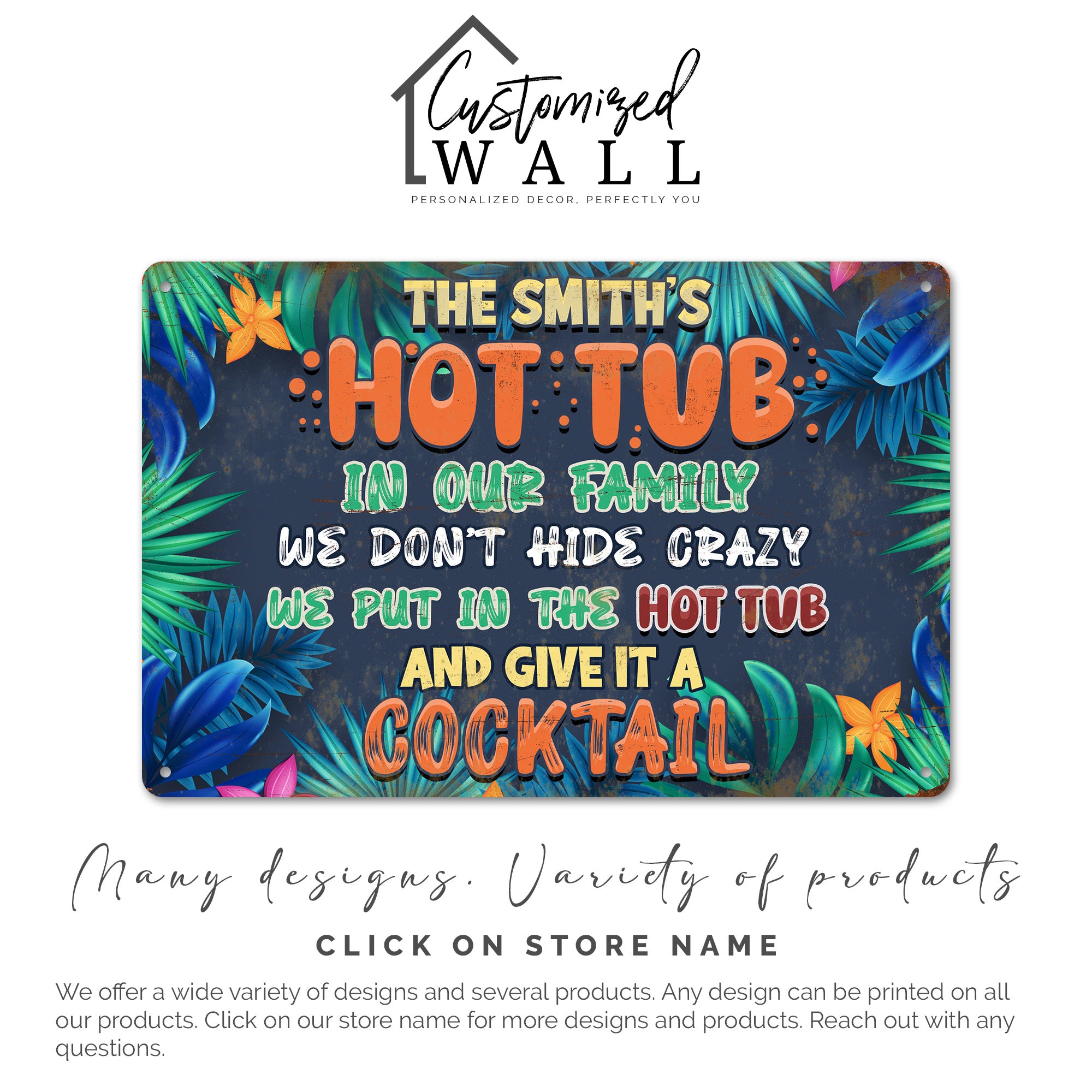 Personalized Tropical Hot Tub Metal Sign - Add a Splash of Fun and Color to Your Oasis With Custom Family Name - Image 6