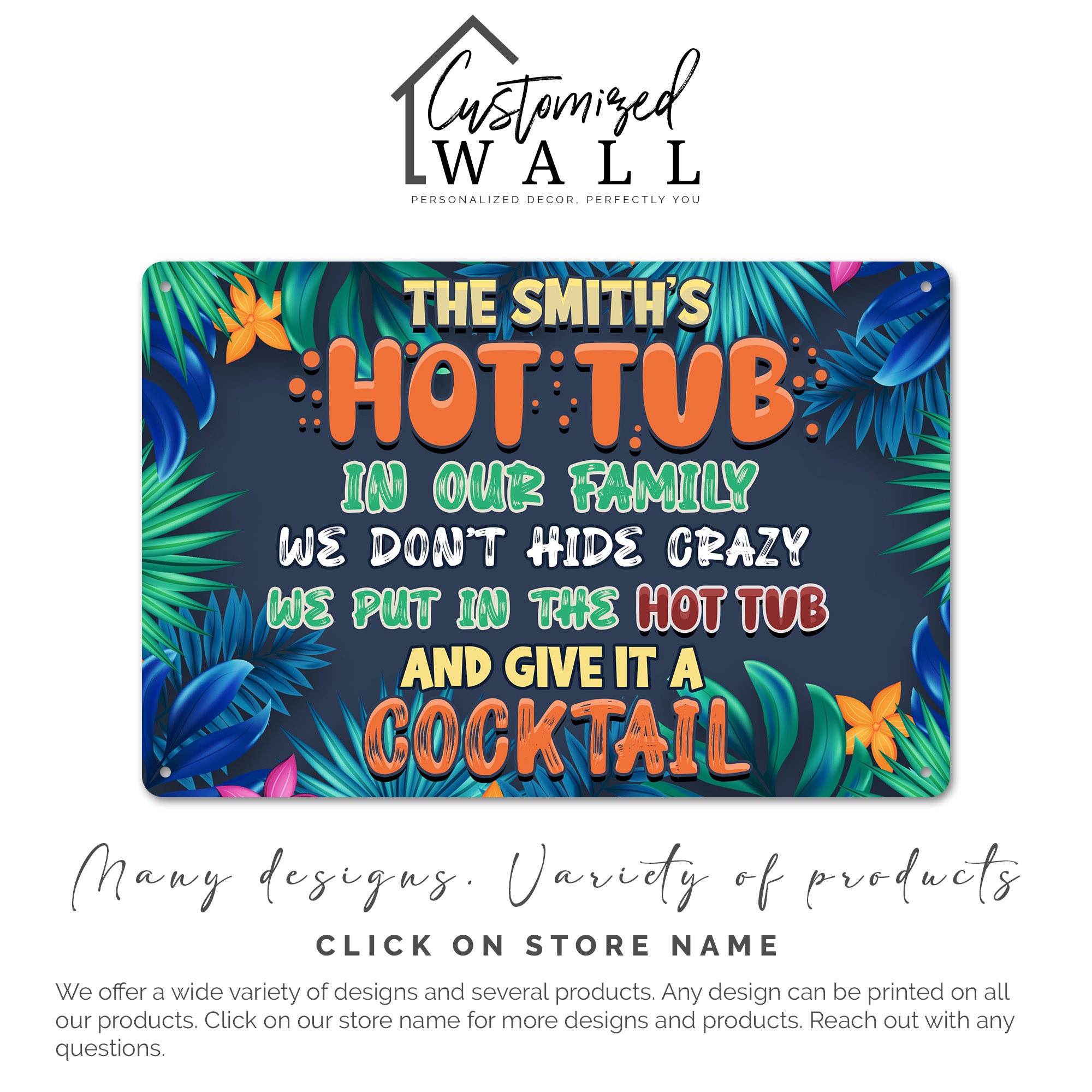 Personalized Tropical Hot Tub Metal Sign - Add a Splash of Fun and Color to Your Oasis With Custom Family Name - Image 7