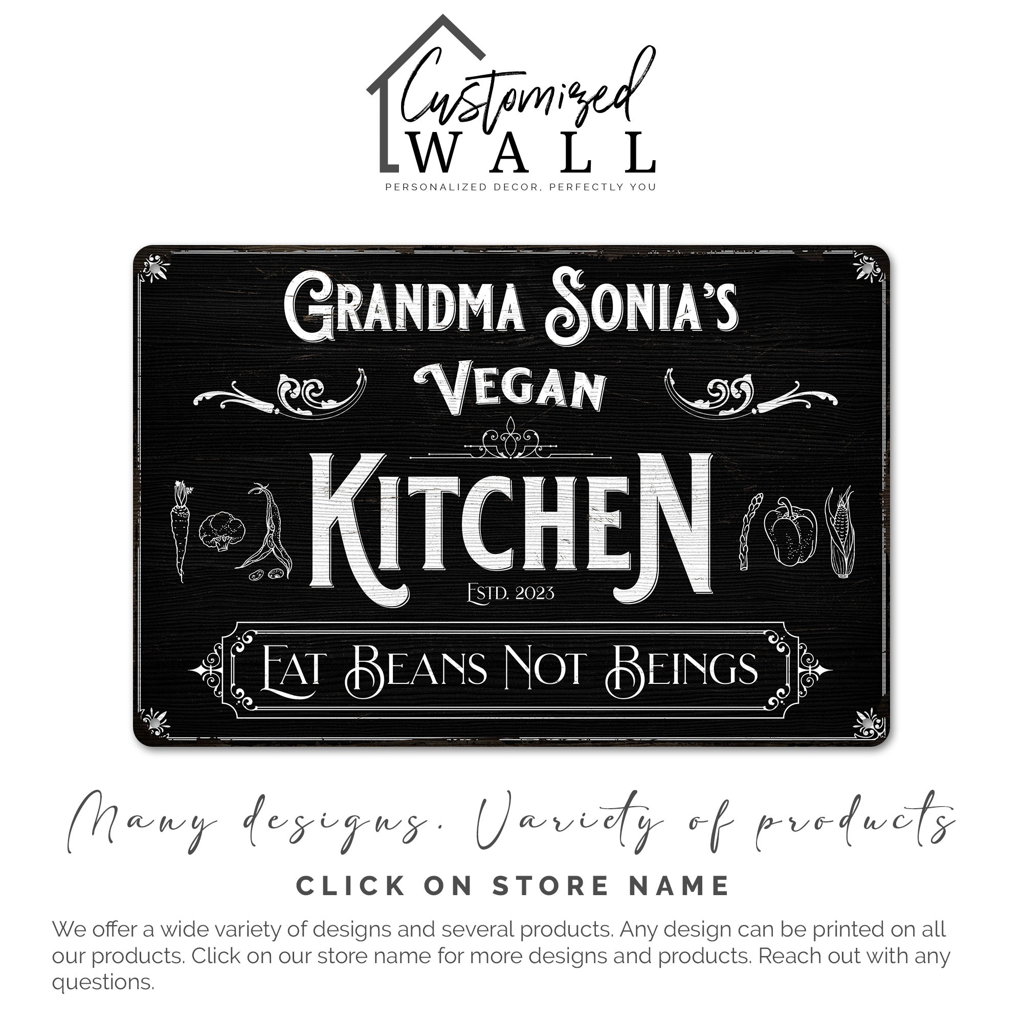 Personalized Grandma's Vegan Kitchen Metal Sign - Custom Handmade Gift for Vegans - Unique Home Decor - Image 4