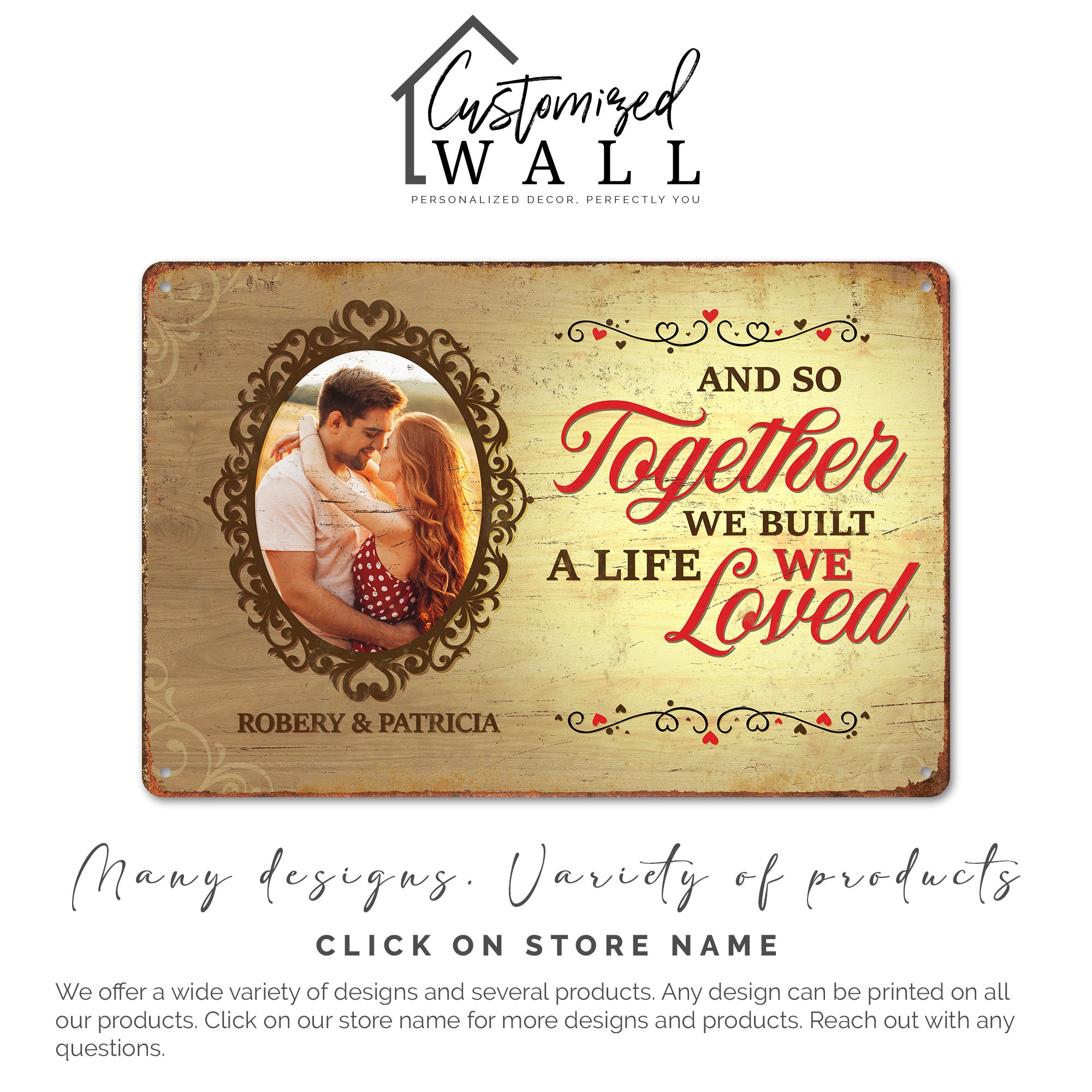 Personalized Romantic Metal Sign - Custom Photo and Names - Perfect Gift for Couples, Anniversaries, Weddings, or Valentine’s Day - Image 6