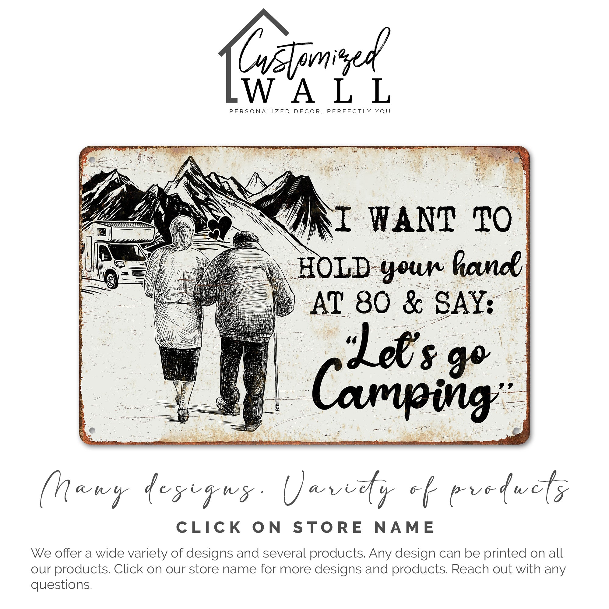 Personalized Romantic Camping Metal Sign - Handcrafted, Vintage-Inspired Art for Couples Celebrating Love at Every Age - Image 6
