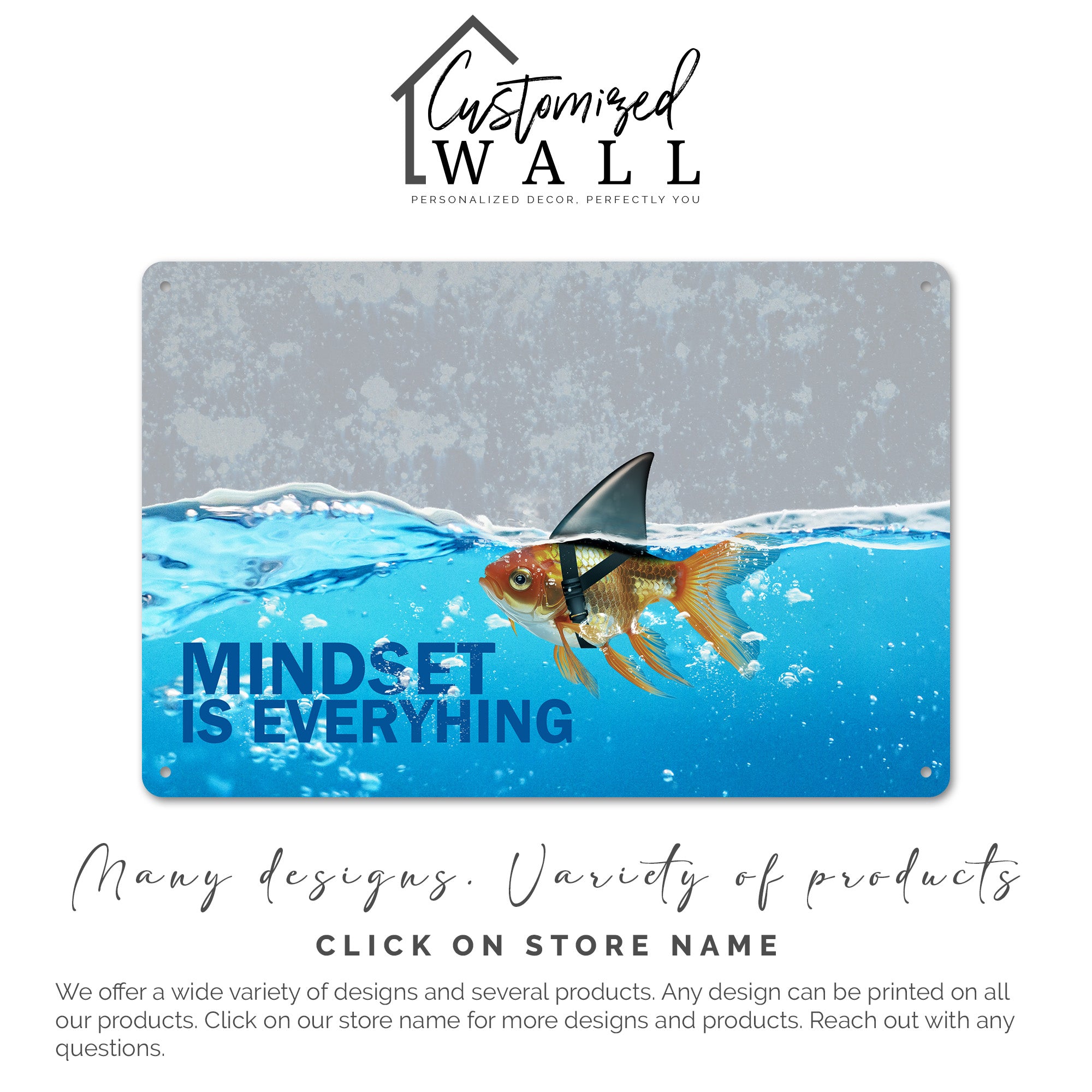 Personalized Metal Sign Decor – Inspirational Fish with Shark Fin Design – Perfect Motivational Gift for Home, Office, or Workshop - Image 7