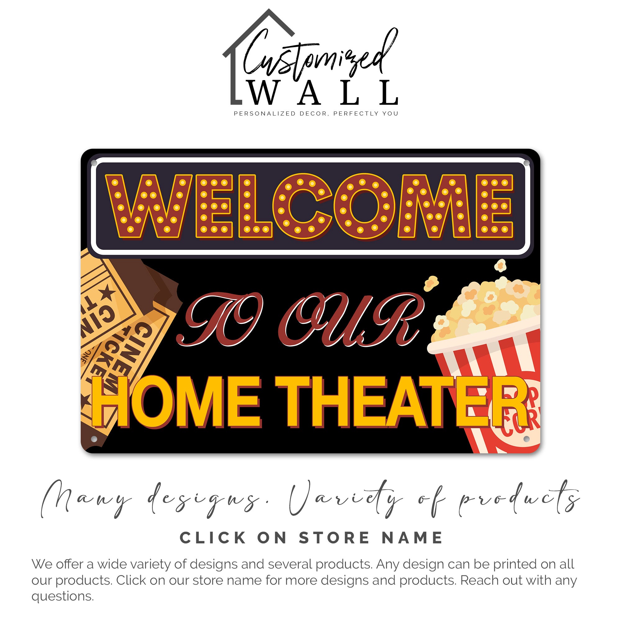 Personalized Retro Metal Home Theater Sign - Custom Welcome Wall Décor for Movie Lovers - Image 7