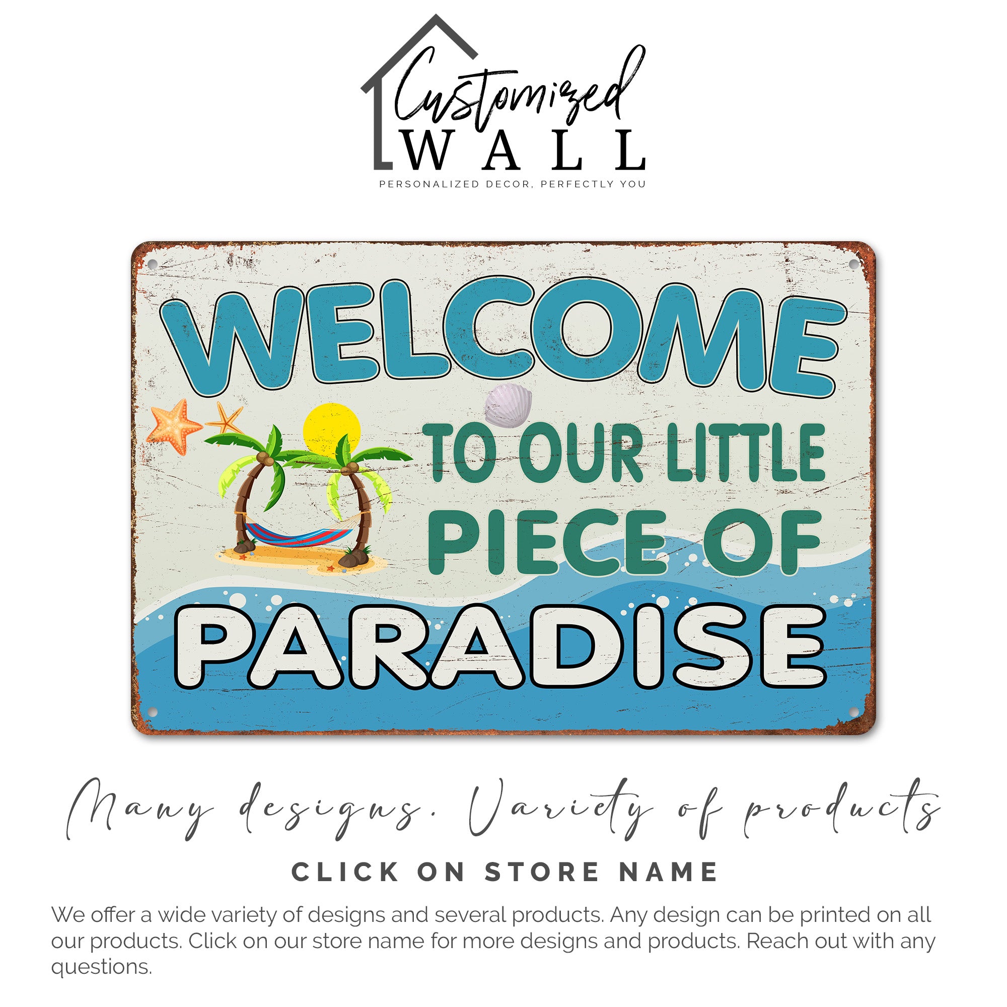 Personalized "Welcome to Our Little Piece of Paradise" Metal Sign – Custom Beach Decor for Home, Patio, or Gift - Image 6