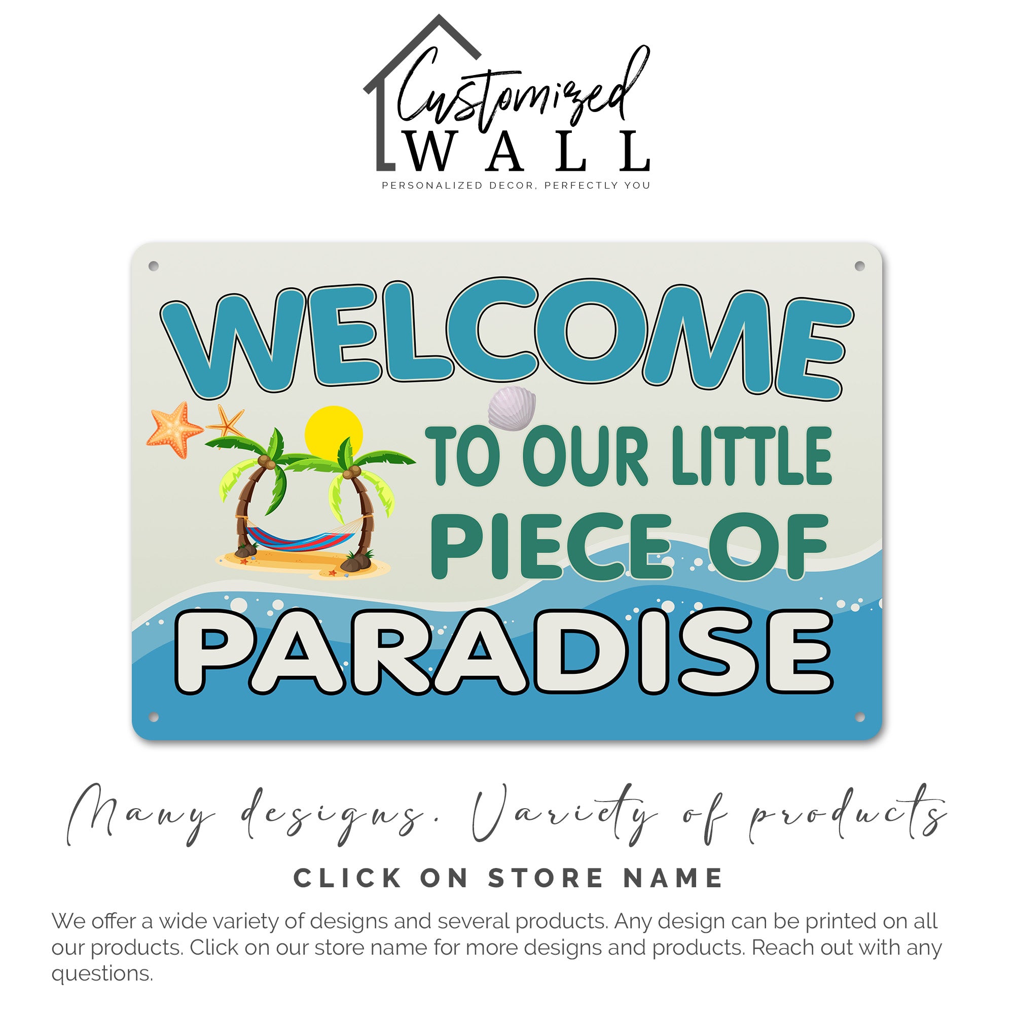 Personalized "Welcome to Our Little Piece of Paradise" Metal Sign – Custom Beach Decor for Home, Patio, or Gift - Image 7