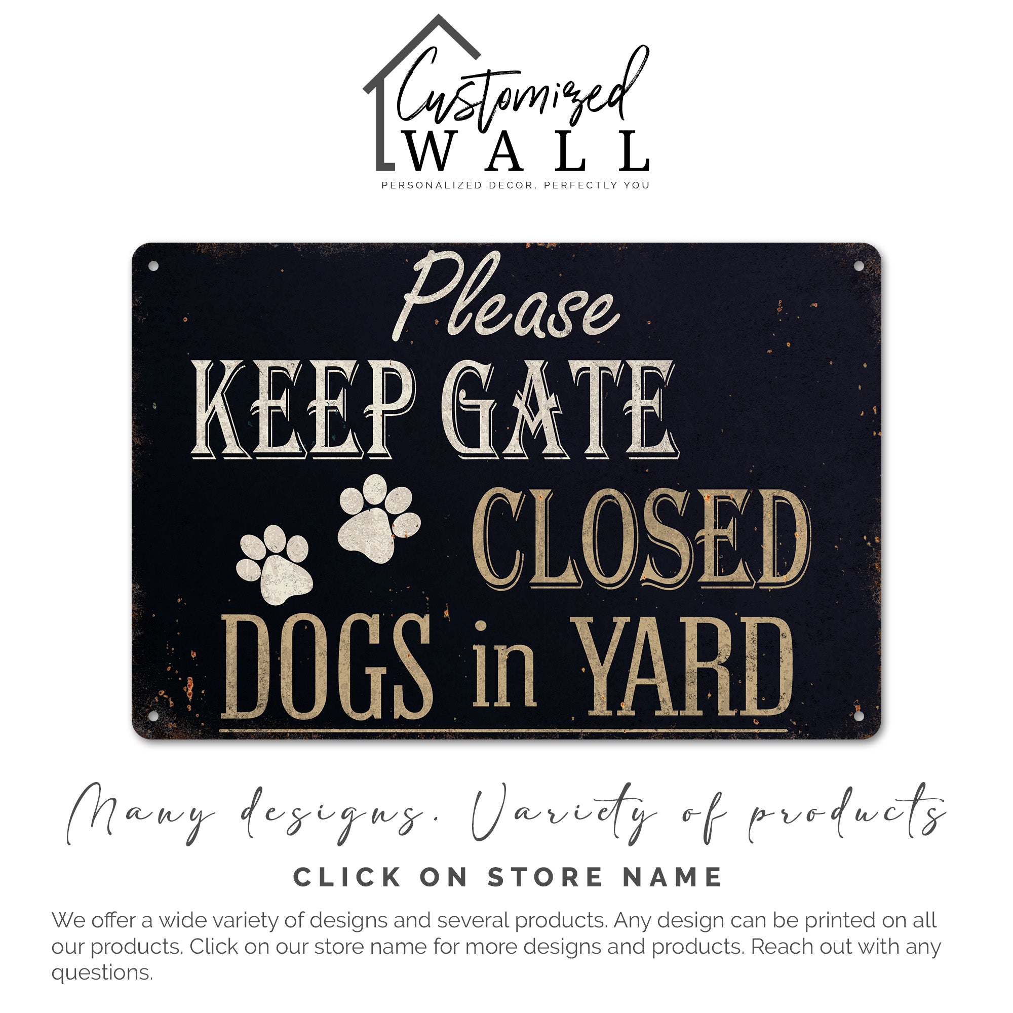 Personalized "Keep Gate Closed - Dogs in Yard" Metal Sign - Customizable Outdoor Pet Safety Sign for Dog Lovers - Image 6