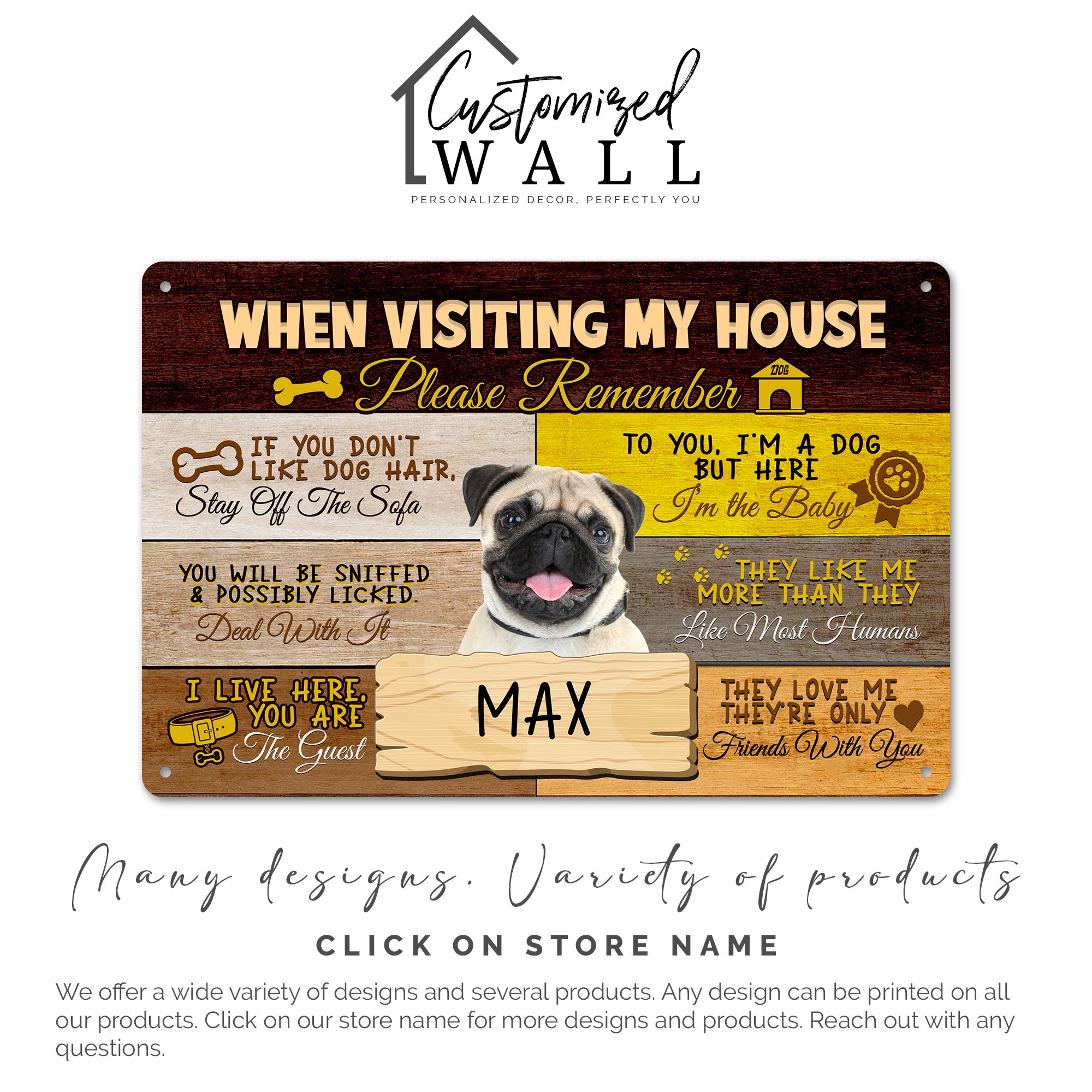 Personalized Pug Dog House Metal Sign - Custom Name Plaque for Pet Lovers, Handmade Décor for Dog Owners - Image 7