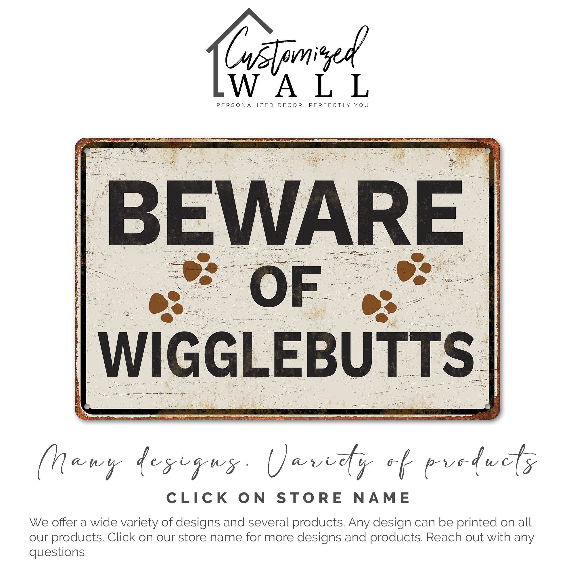 Personalized "Beware of Wigglebutts" Metal Sign - Customizable Pet Lover's Home Décor Gift - Image 6
