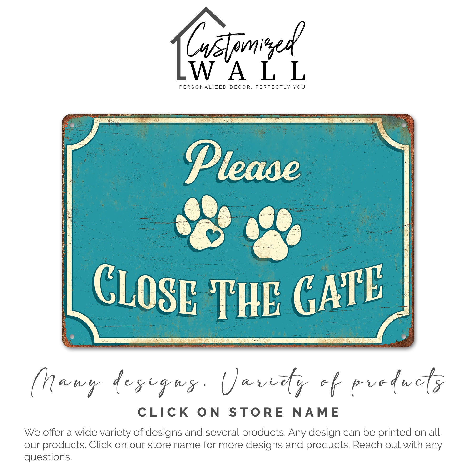 Personalized Handmade Metal "Please Close the Gate" Sign - Vintage Pet-Friendly Design with Custom Options - Image 6