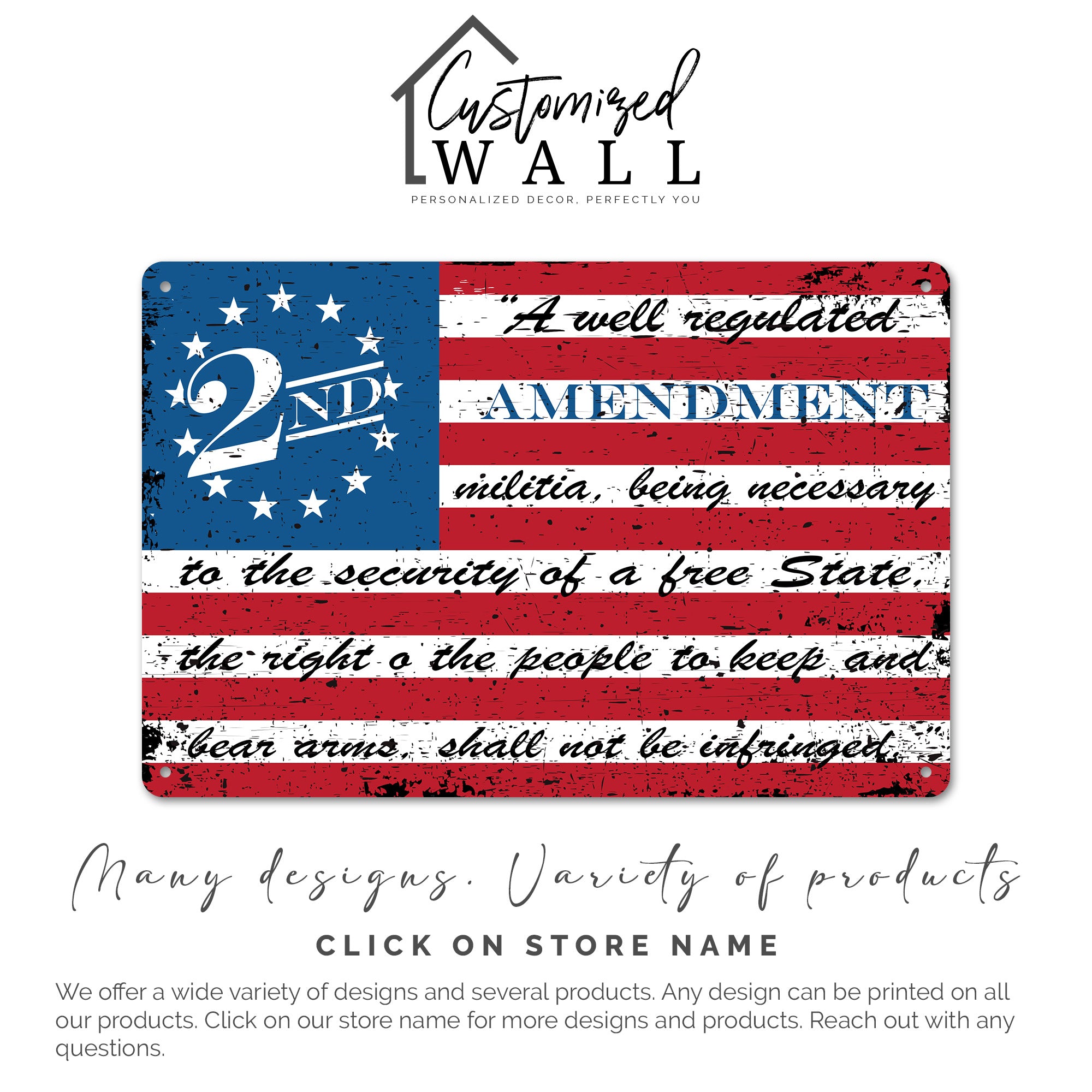 Personalized Rustic 2nd Amendment Metal Sign - Premium Quality, Customizable American Flag Design for Unique Gift Giving - Image 4