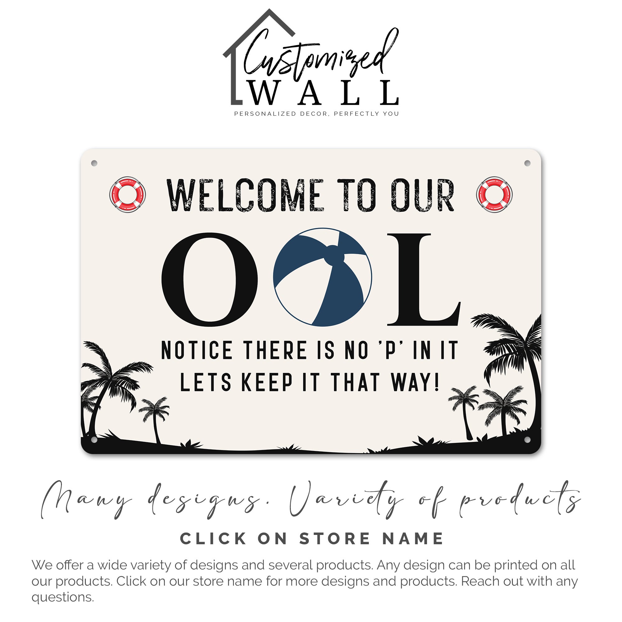 Personalized Poolside Metal Sign - Rustic Welcome Sign with Humorous Message, Customizable for Your Home or Gift Needs - Image 7