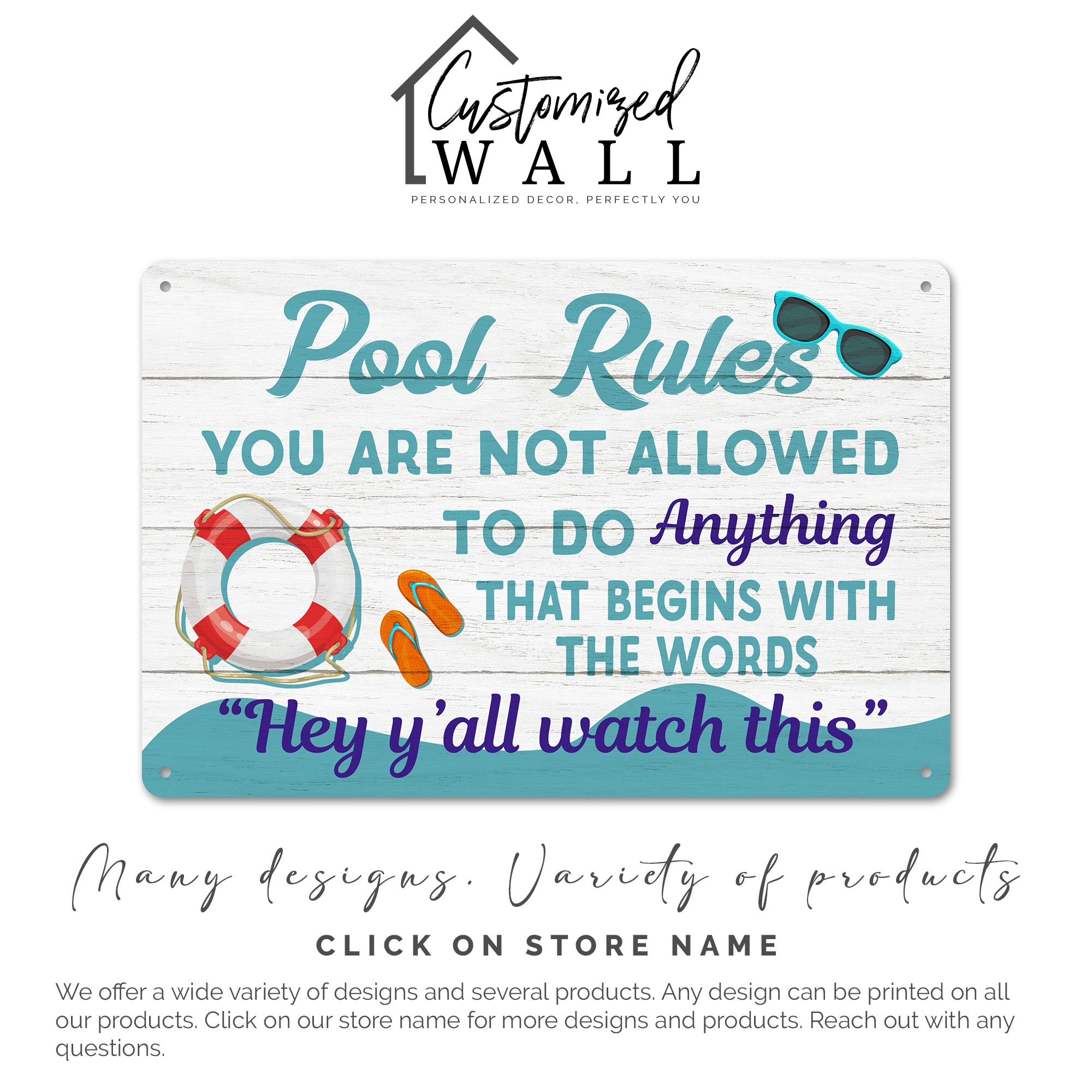 Personalized Pool Rules Metal Sign - Customizable Outdoor Decor for Fun-Inspired Poolside Gatherings - Image 7