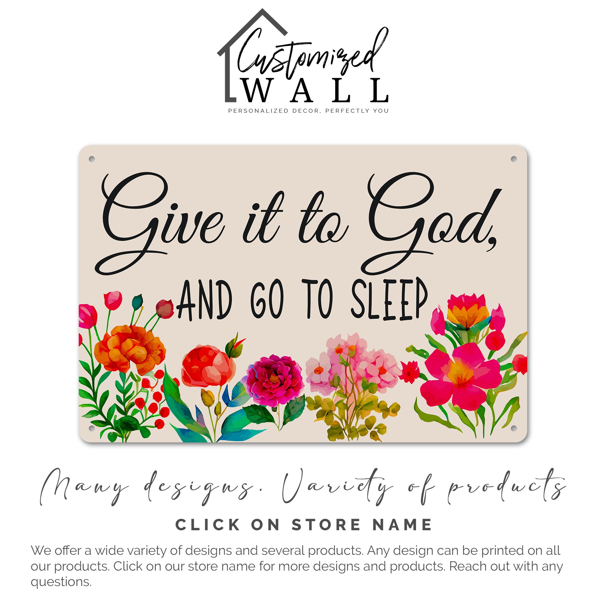 Elegant Personalized Metal Wall Sign - "Give it to God" Inspirational Floral Decor for Home, Office, or Gift - Image 7
