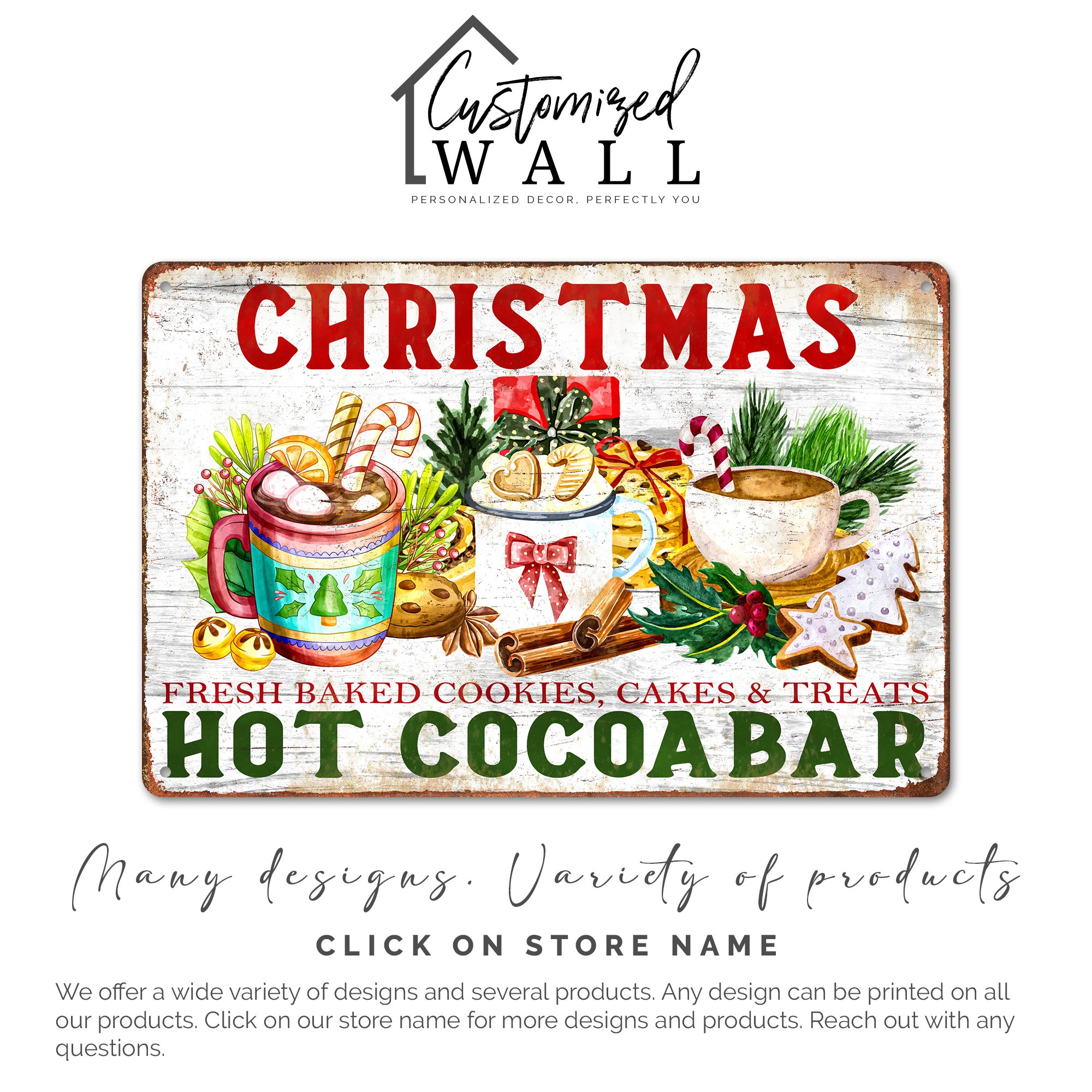 Personalized Christmas Hot Cocoa Bar Metal Sign - Custom Holiday Decor with Festive Colors and Handcrafted Charm - Image 7