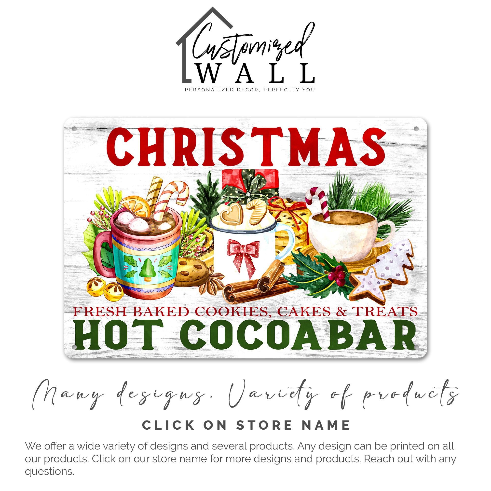 Personalized Christmas Hot Cocoa Bar Metal Sign - Custom Holiday Decor with Festive Colors and Handcrafted Charm - Image 6