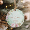 Personalized Floral Ceramic Ornament - Custom Wedding Keepsake with Elegant Floral Design - Perfect Valentine's Day Gift - Image 4