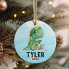 Custom Dinosaur Ceramic Christmas Ornament for Kids - Personalized Holiday Decoration with Name and Year - Unique Keepsake Gift - Image 4