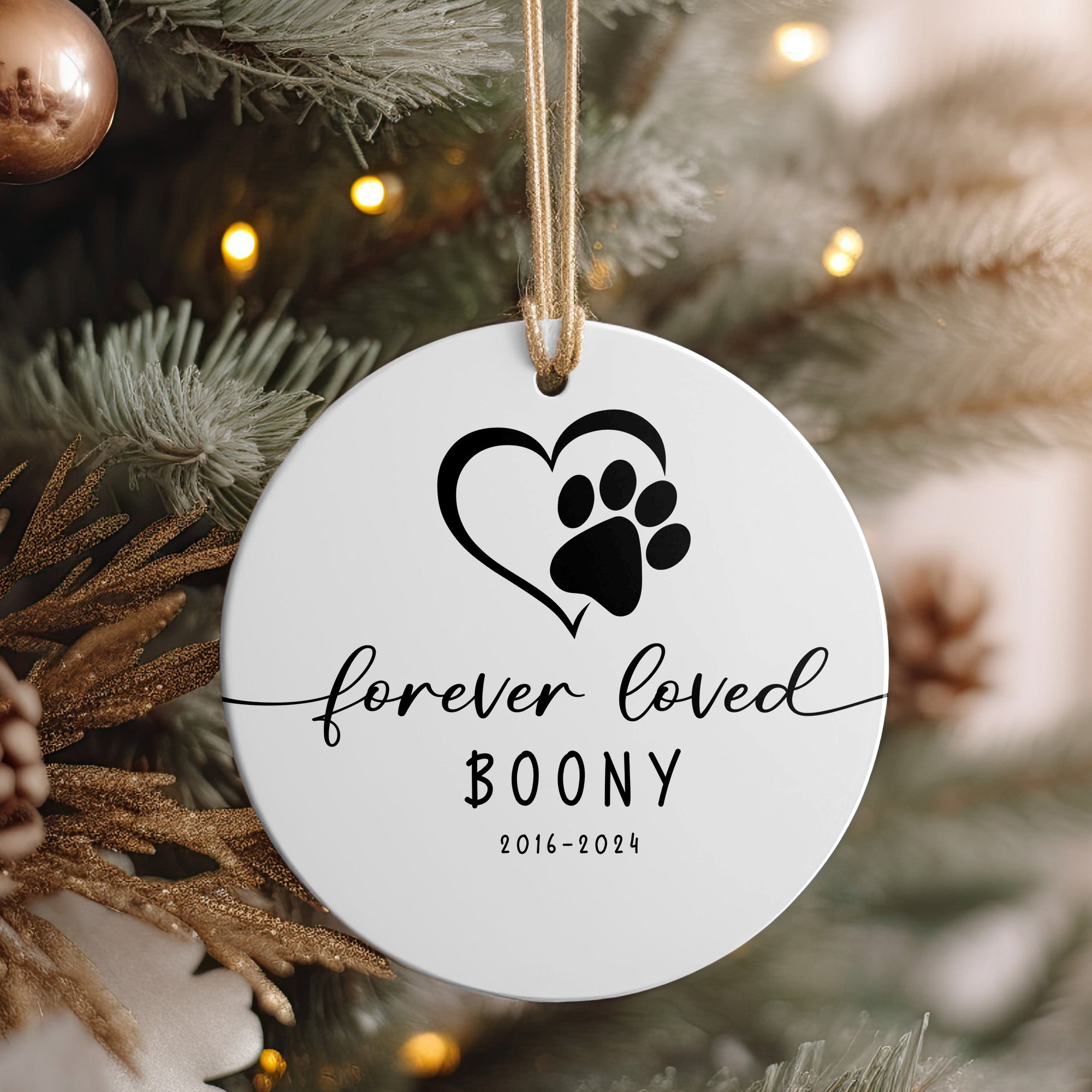 Personalized Memorial Pet Ornament - Custom Ceramic Keepsake with Heart and Paw Design for Pet Loss Remembrance - Image 4