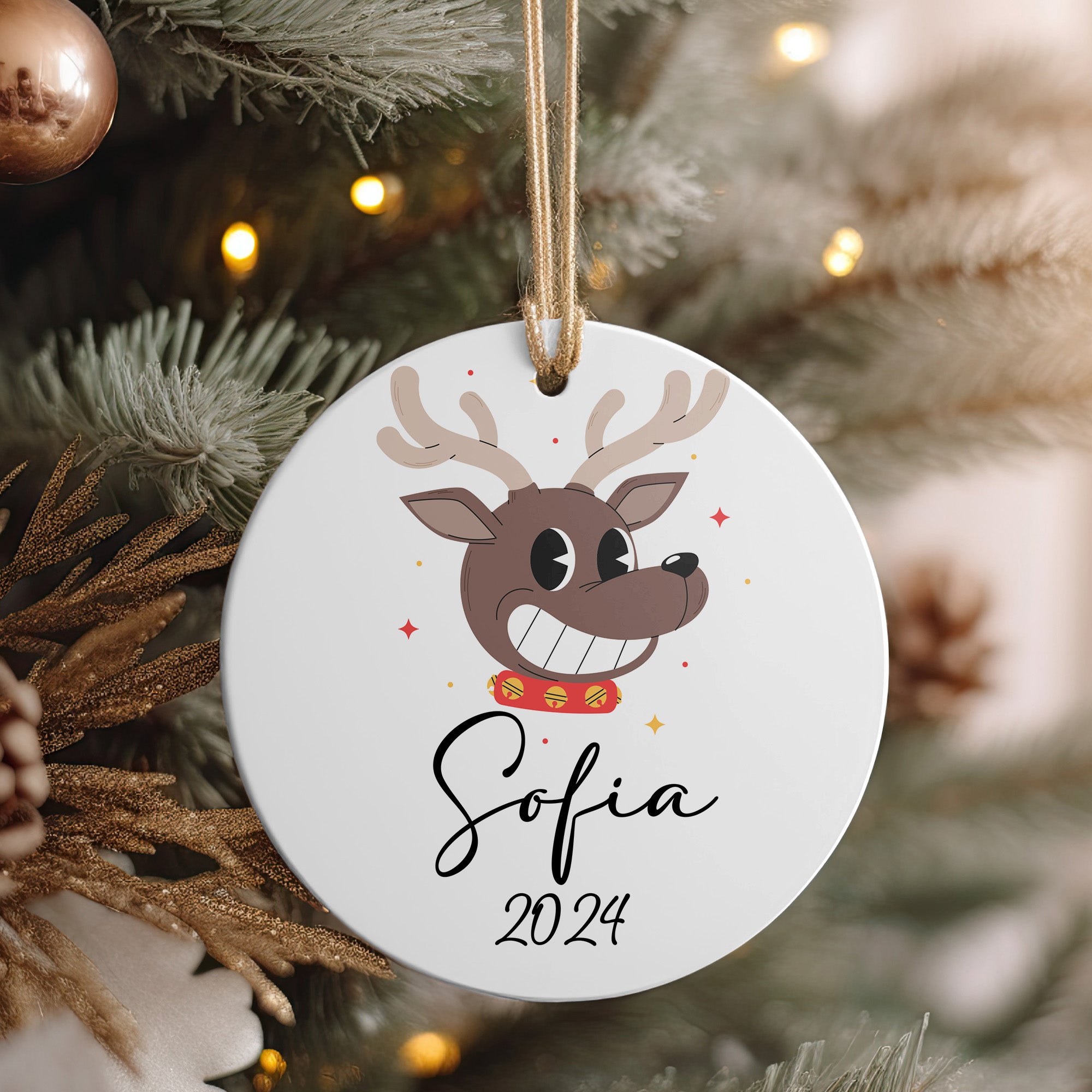 Personalized Reindeer Ceramic Ornament 2024 with Custom Name – Perfect Gift for Christmas and Holidays - Image 4