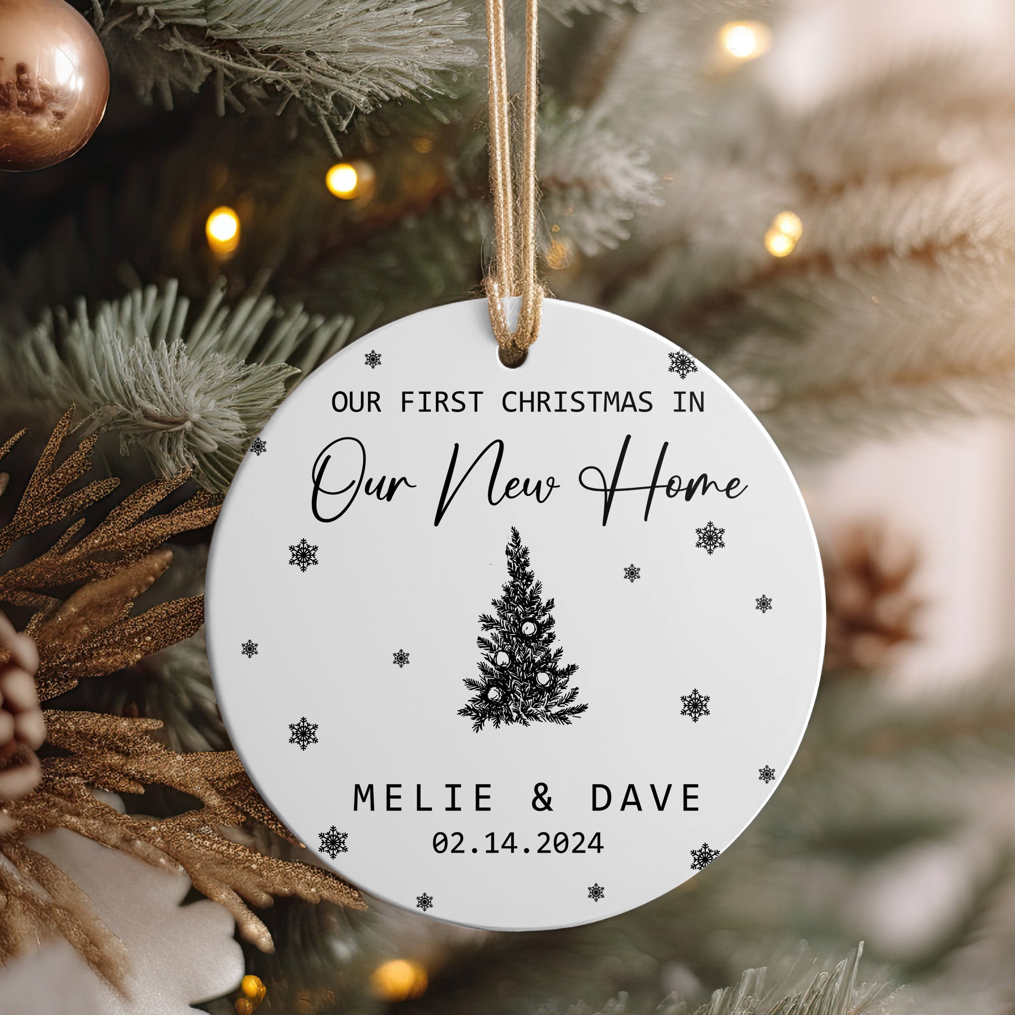 Personalized "Our First Christmas in Our New Home" Ceramic Ornament - Custom Date & Names, Perfect Keepsake Gift - Image 4