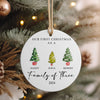 Personalized Family of Three Christmas Ornament 2024 – Customized Ceramic Holiday Keepsake with Hand-Painted Trees and Text - Image 4