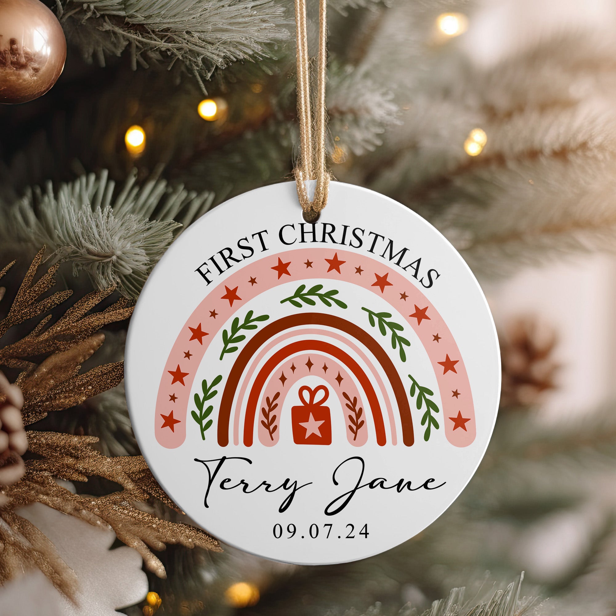Personalized First Christmas Ceramic Ornament with Handcrafted Design - Perfect Baby Keepsake Gift - Image 4