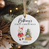 Personalized Baby’s First Christmas Ceramic Ornament – Custom Name Keepsake with Watercolor Bunny & Tree Design – 2024 Holiday Gift - Image 4