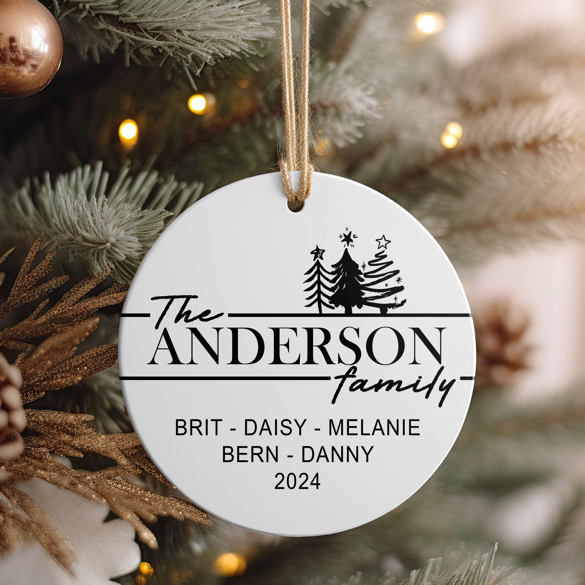 Personalized Family Christmas Ornament - Custom Ceramic Keepsake with 2024 Family Names and Holiday Design for Gift Giving - Image 4
