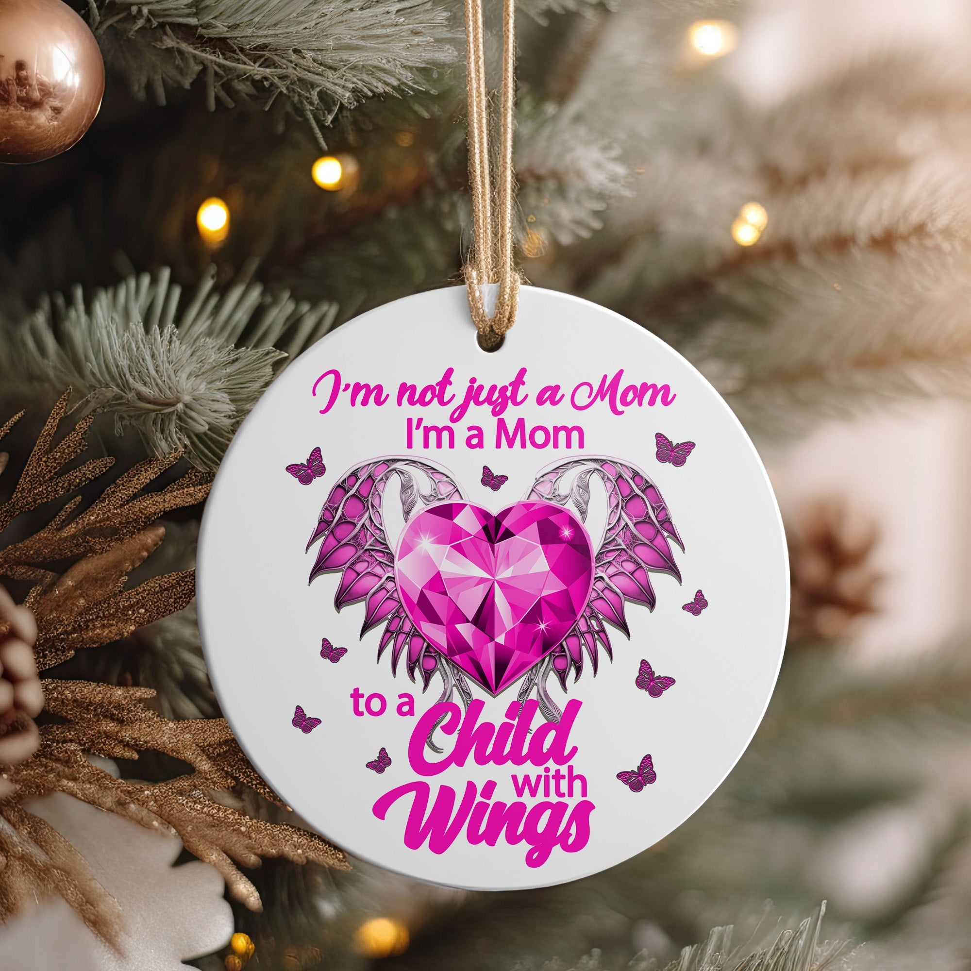 Beautiful Pink Heart Ceramic Ornament - Personalized Gift for Moms of Angel Babies - Handcrafted Keepsake with Winged Design - Image 4