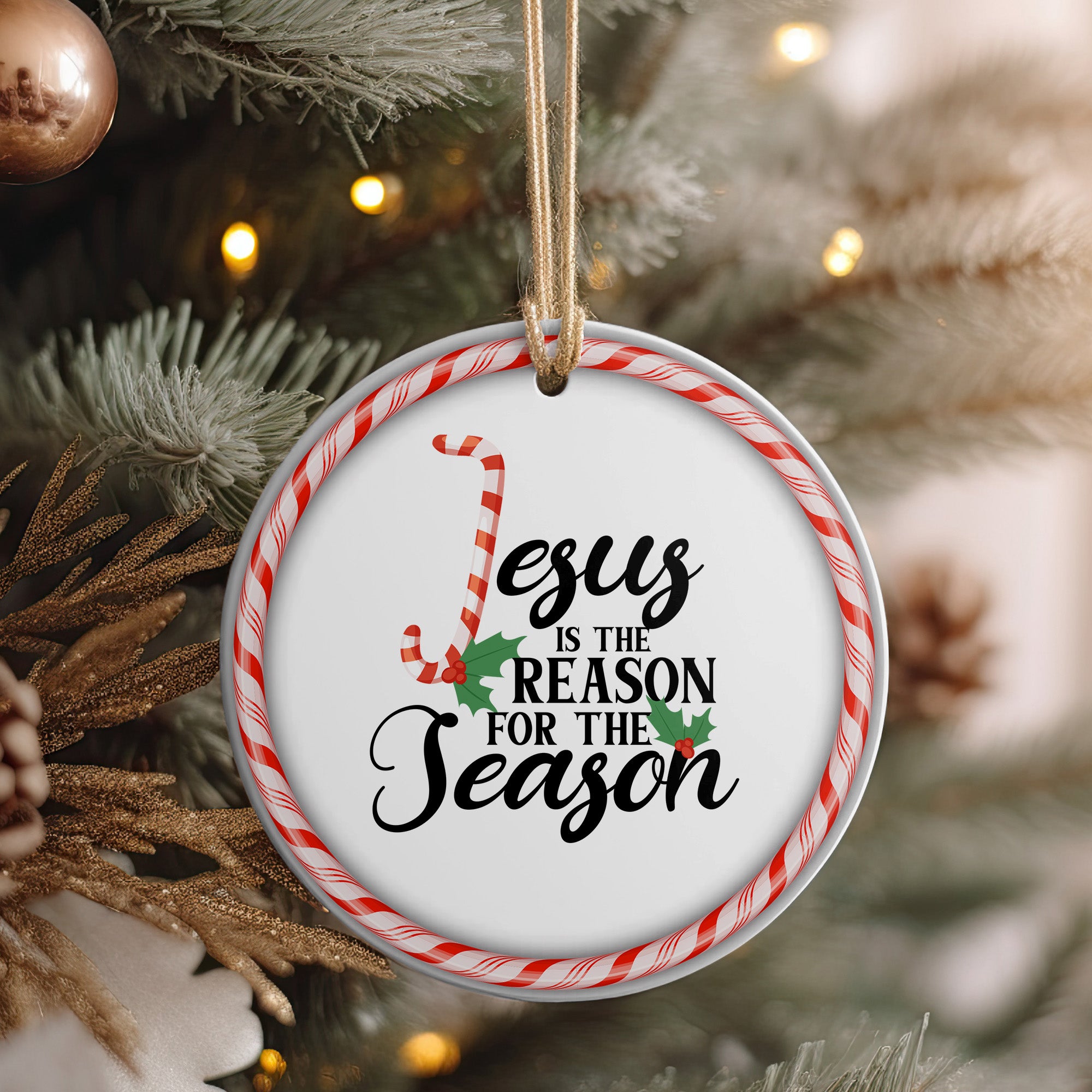 Personalized Christmas Ornament - "Jesus is the Reason" Candy Cane Design - Perfect for Holiday Gifting - Image 4