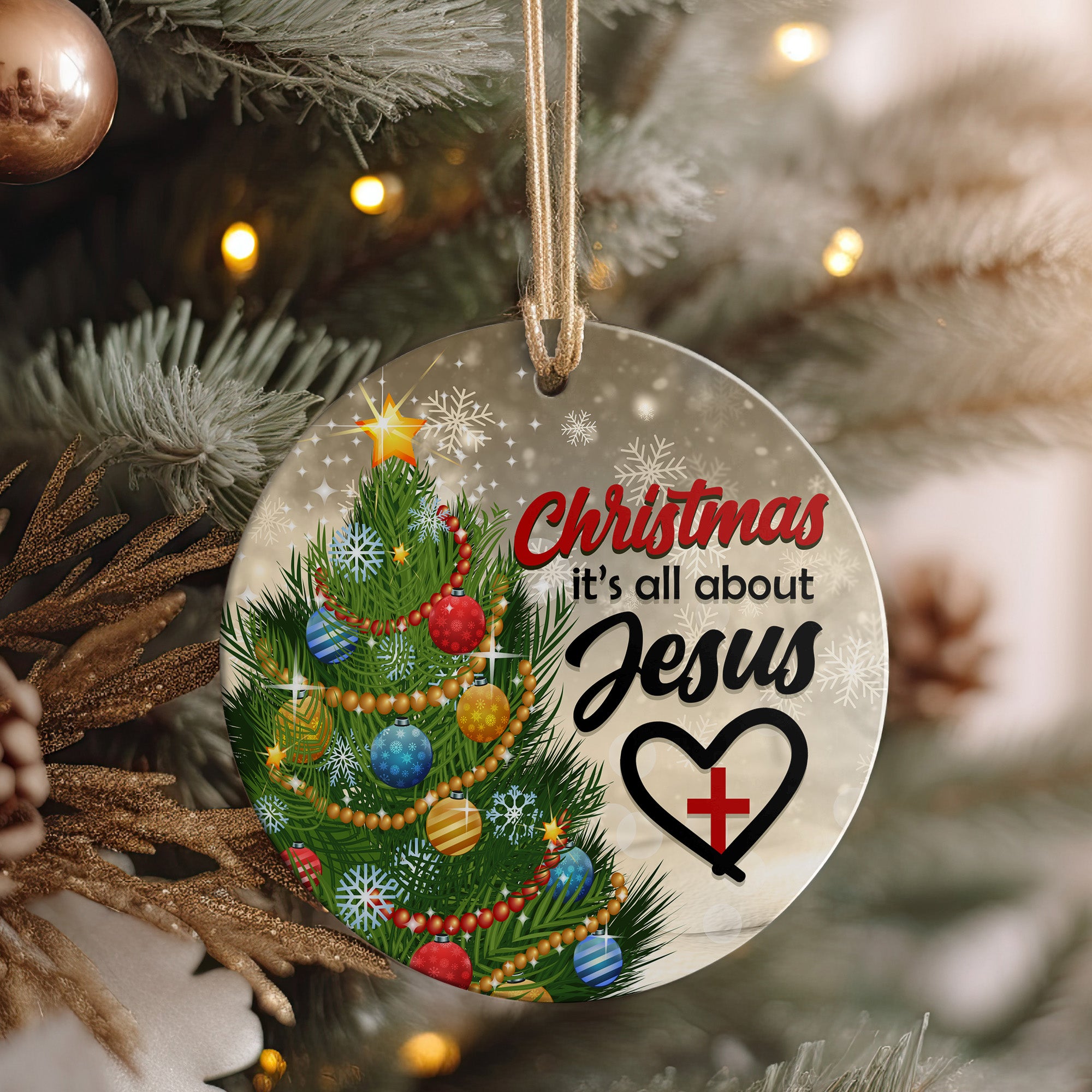 Personalized Ceramic Christmas Ornament - "It's All About Jesus" with Festive Tree Design - Perfect Holiday Gift Keepsake - Image 4
