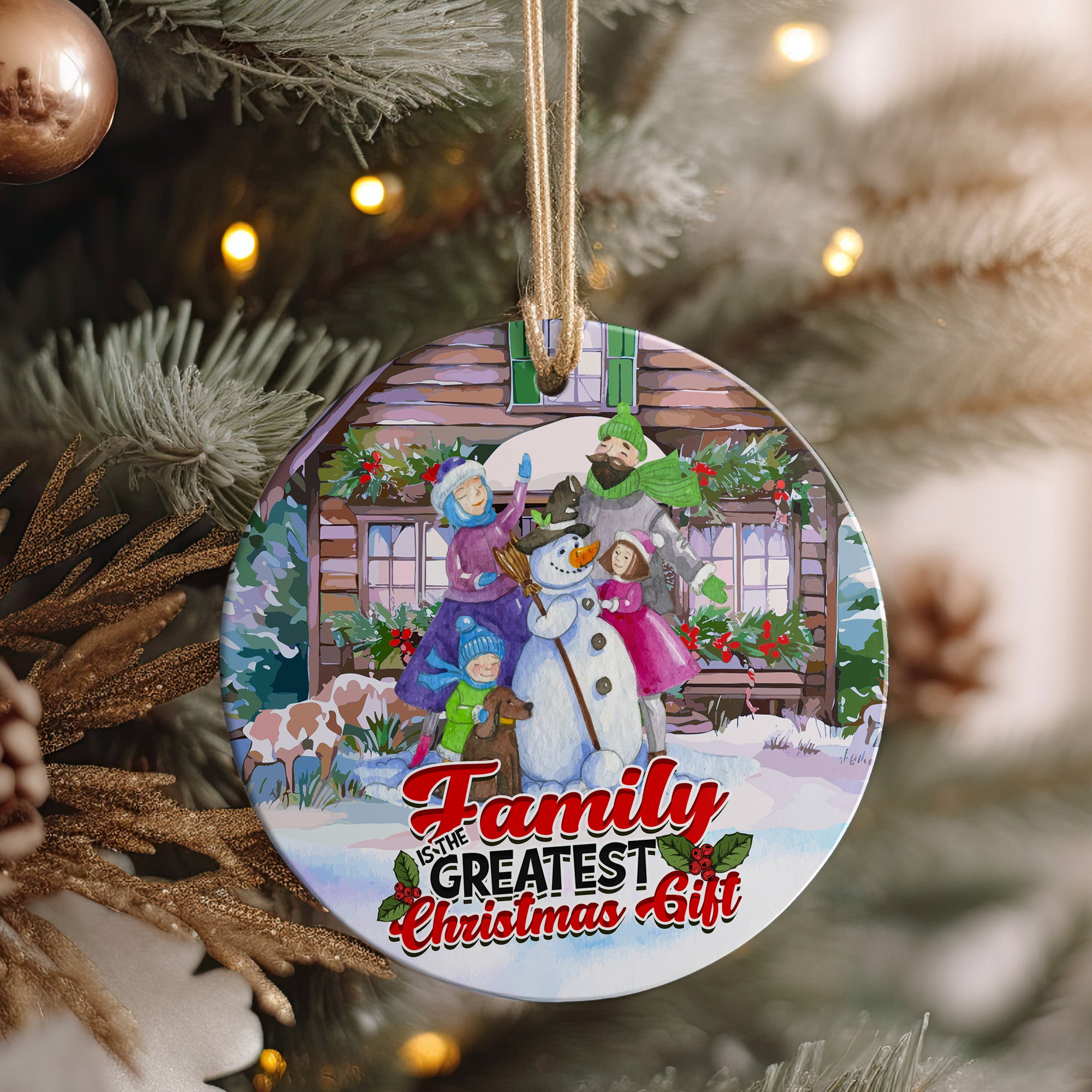 Personalized Family Christmas Ornament - Handcrafted Ceramic Keepsake with Heartwarming Snowman Design - Image 4