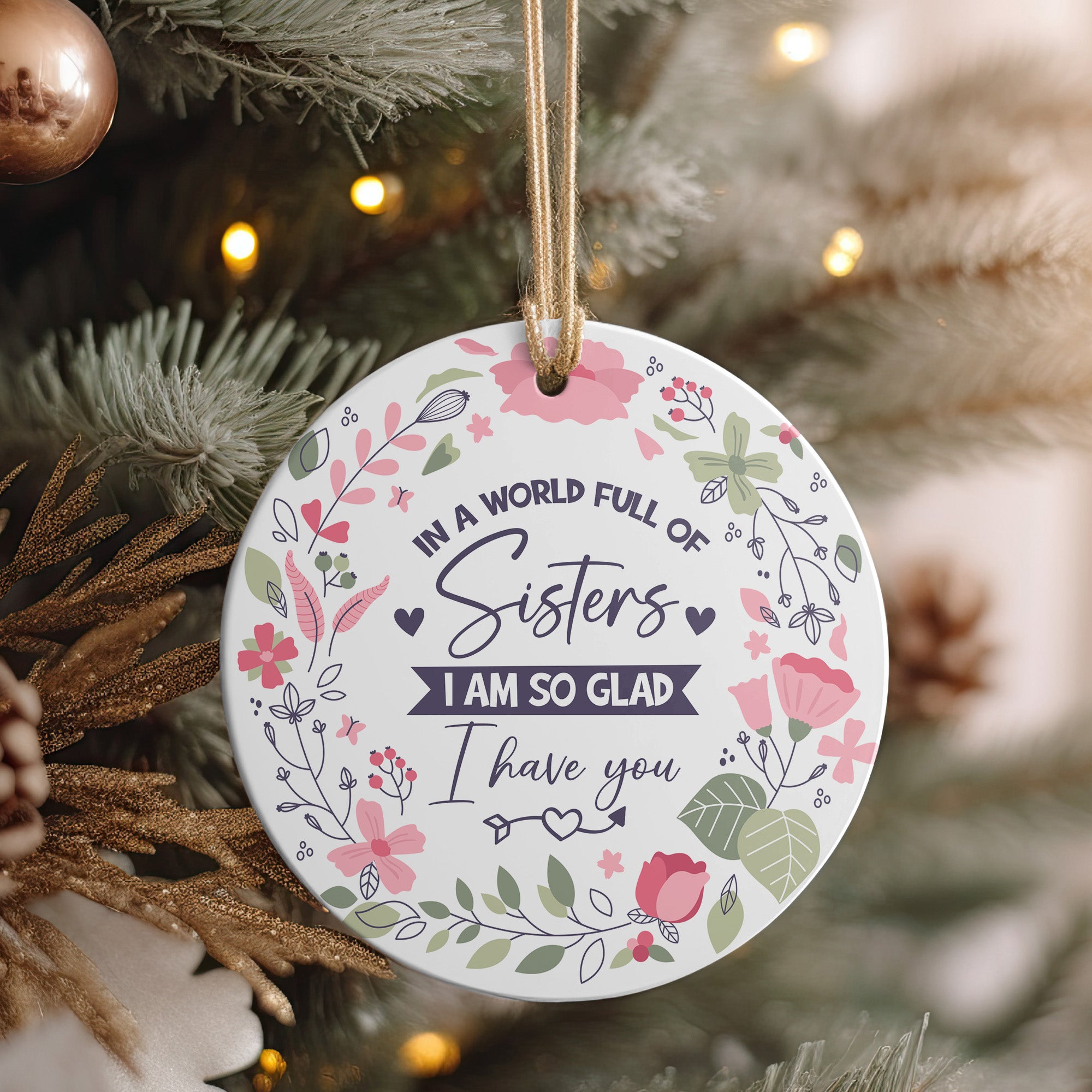 Beautifully Crafted Floral Ceramic Sister Ornament with Personalization for Heartfelt Gifting - Image 4