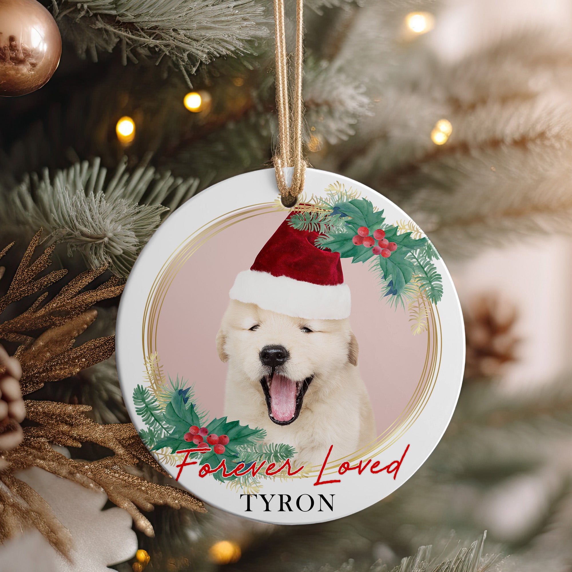 Personalized "Forever Loved" Ceramic Holiday Ornament with Adorable Puppy Design - Perfect Gift for Dog Lovers - Image 4