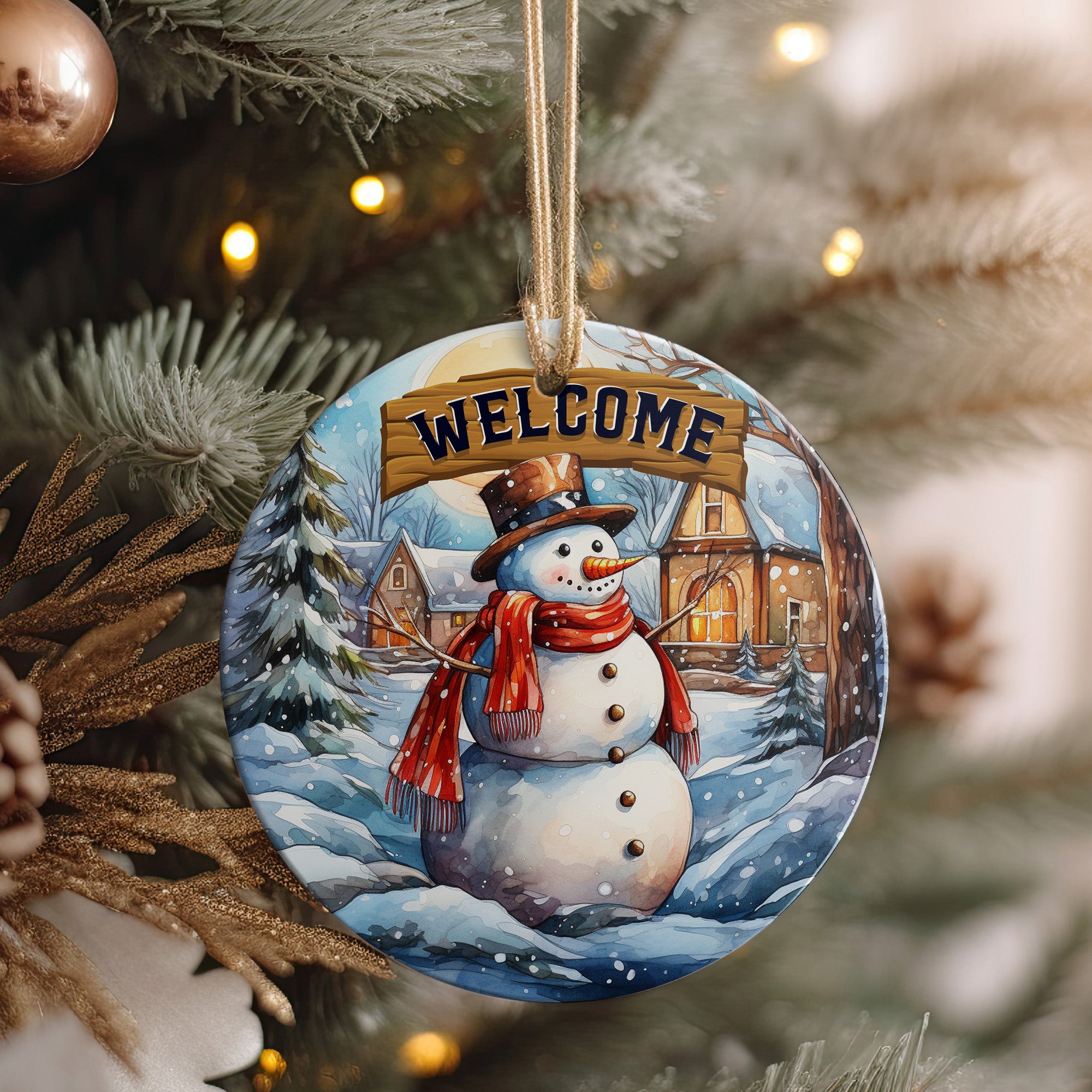 Personalized Welcome Snowman Ceramic Ornament – Custom Holiday Decor for Home or Gift - Image 4